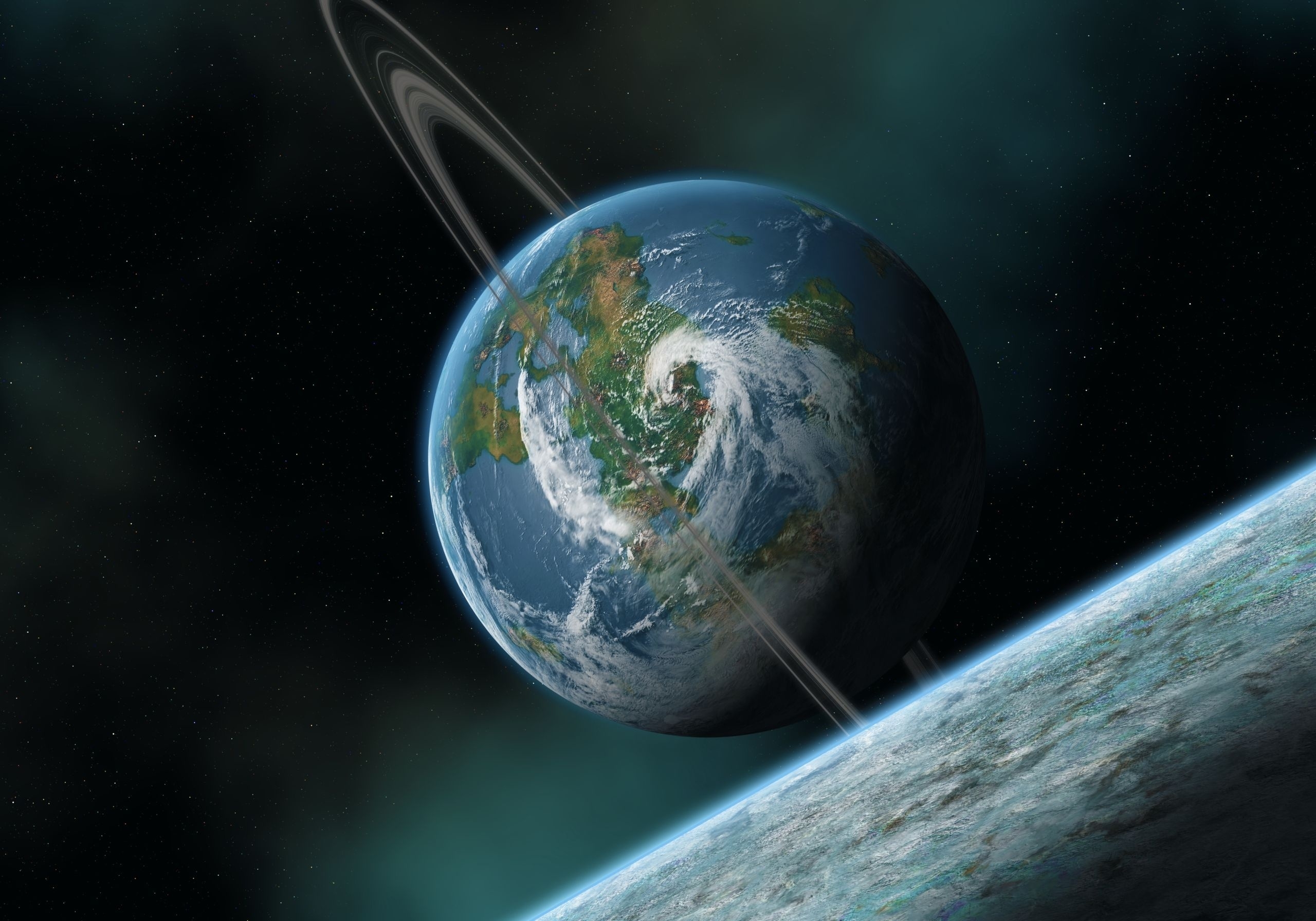 Бесплатное фото Планета земля с кольцом