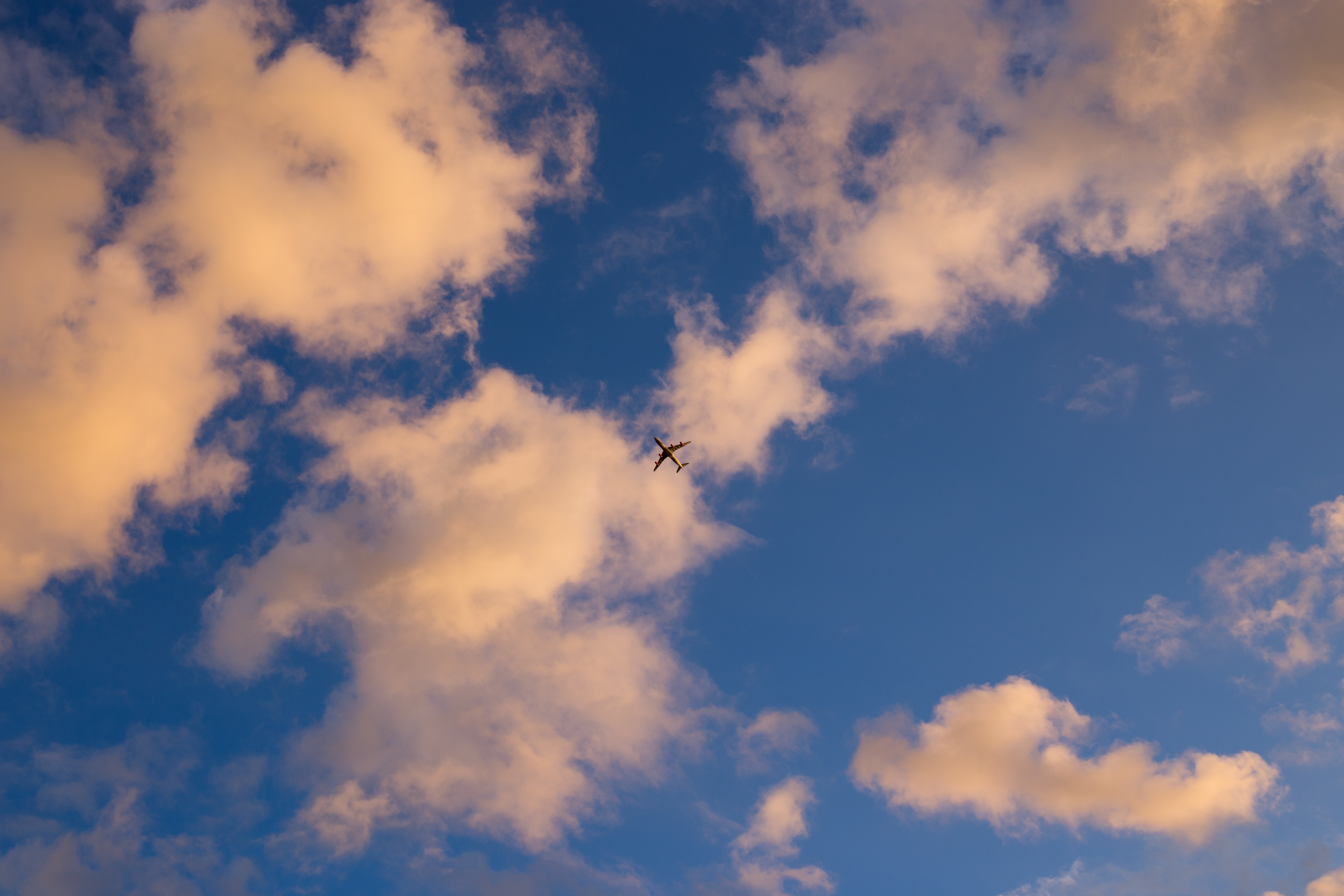 Free photo Boeing flying in the clouds