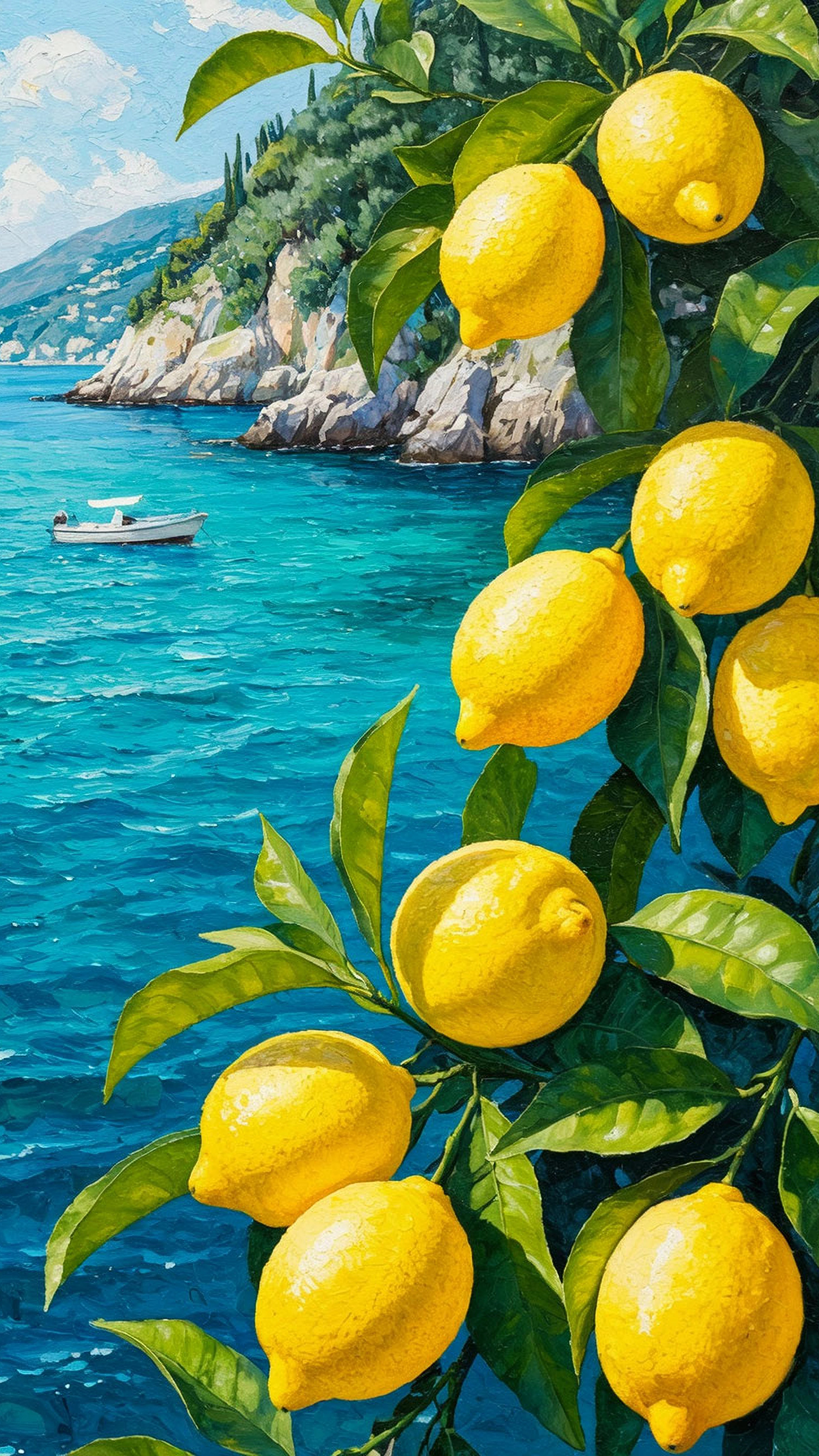 Бесплатное фото Море и лимоны