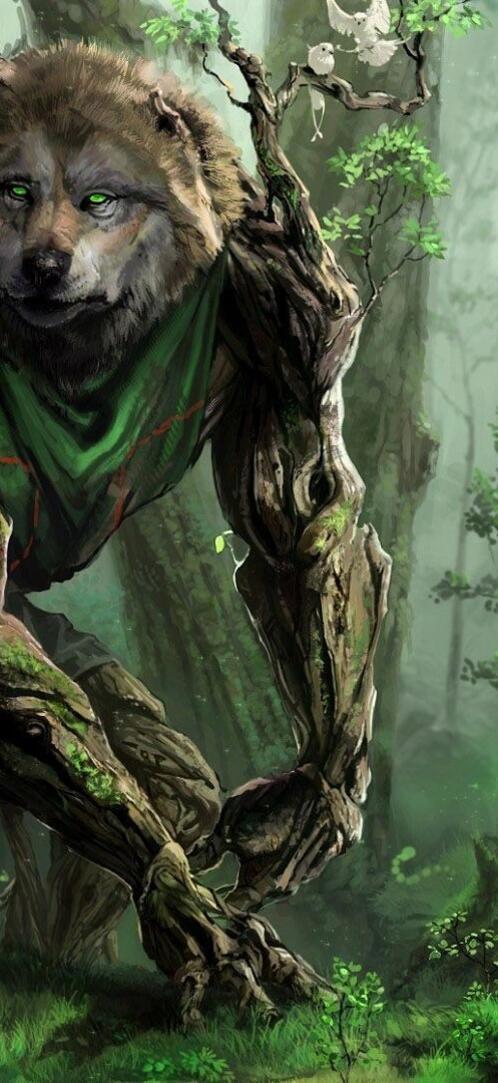 Обои гигантский волк деревянный волк девушка на рабочий стол