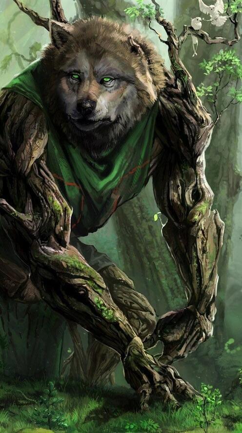 Обои гигантский волк деревянный волк девушка на рабочий стол