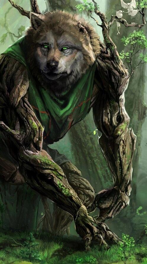 Обои гигантский волк деревянный волк девушка на рабочий стол