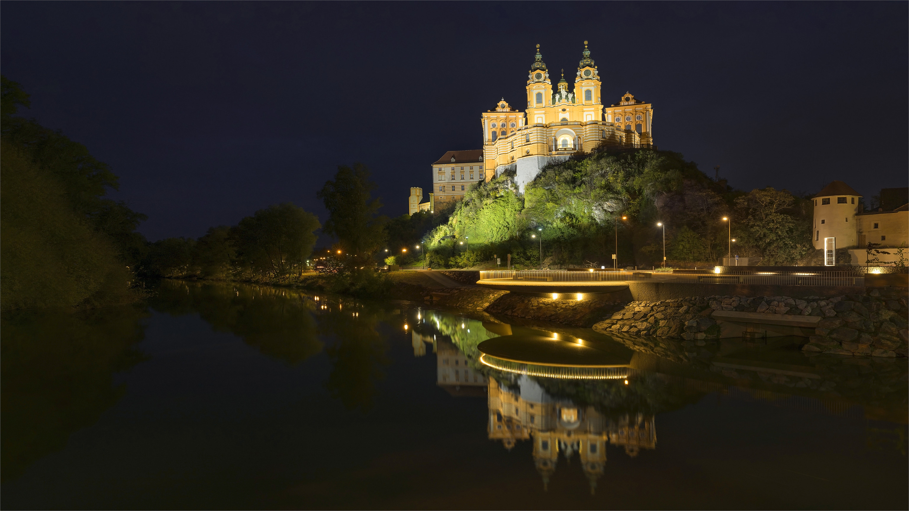 Wallpapers The collegiate Church of Melk lower Austria night on the desktop