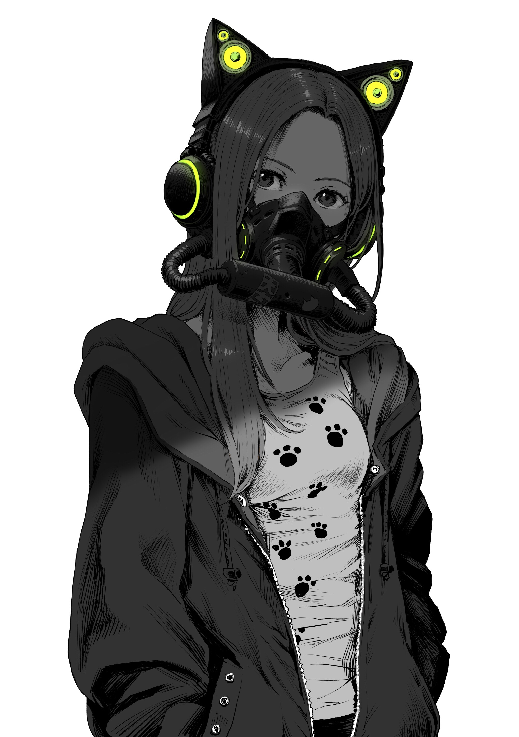 Wallpapers wallpaper anime girl mask jacket on the desktop