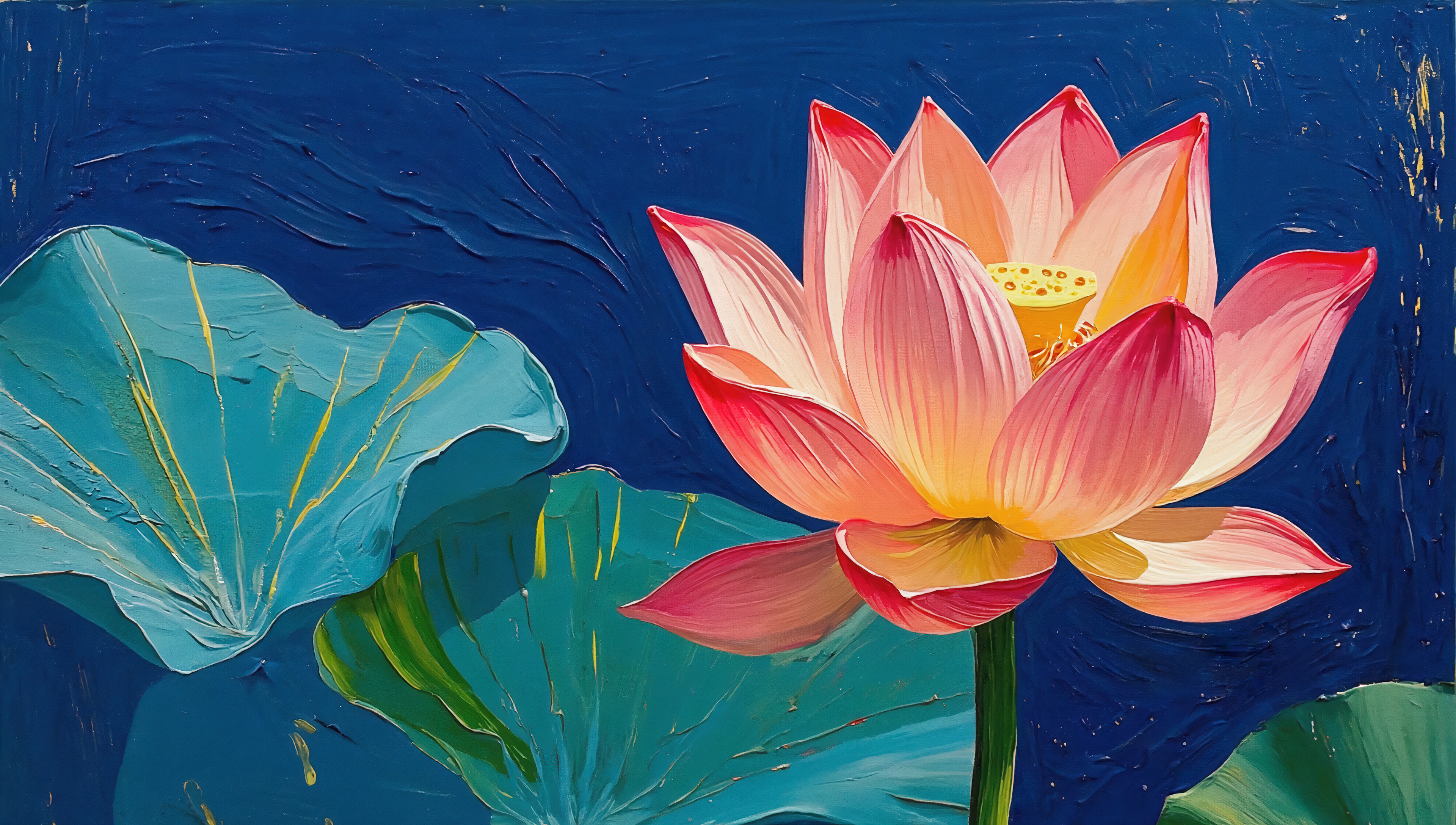 Бесплатное фото Обои на рабочий стол, Абстрактная картина с цветком лотоса