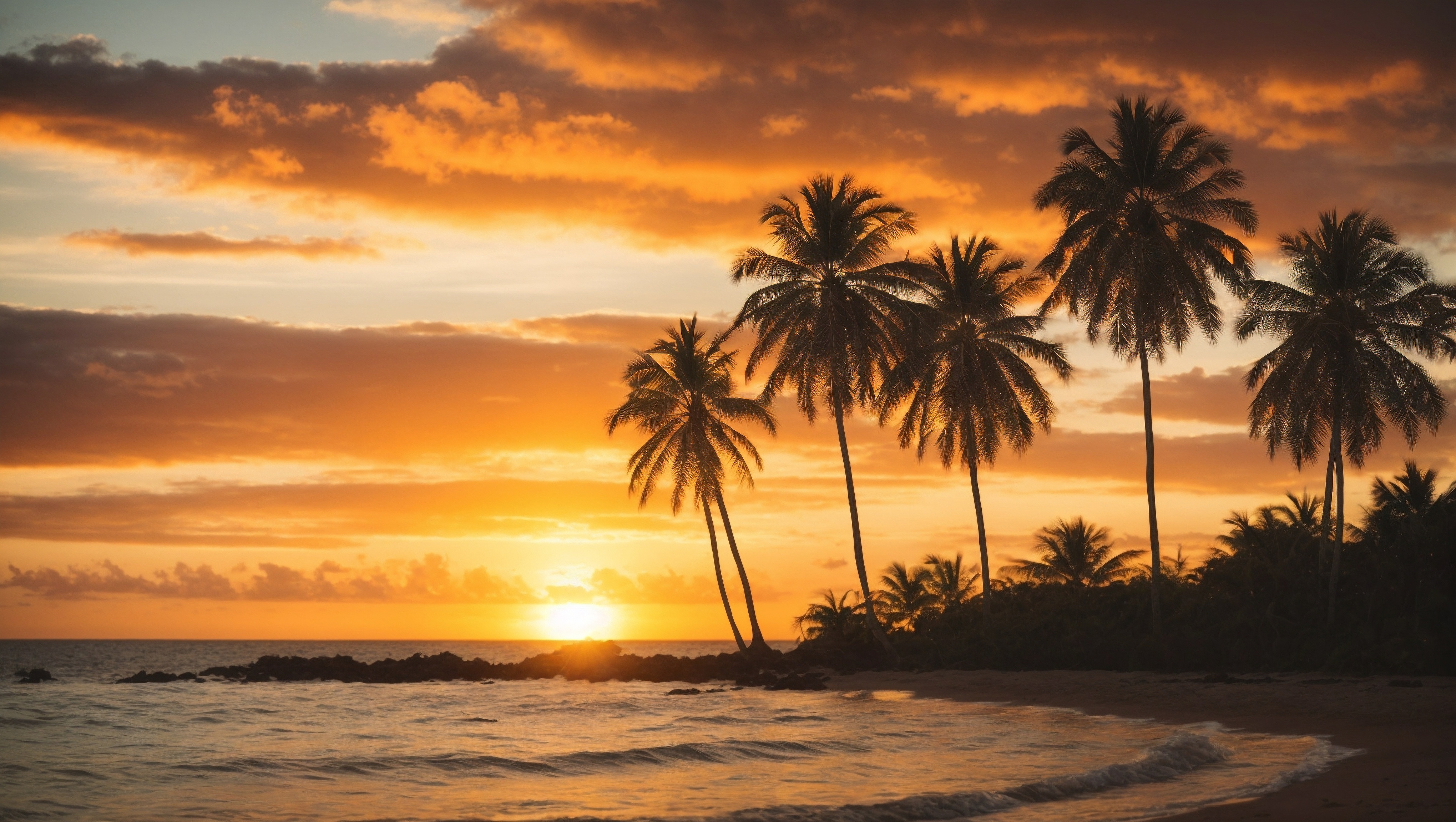 Бесплатное фото Закат за пальмами - просто пасмурно