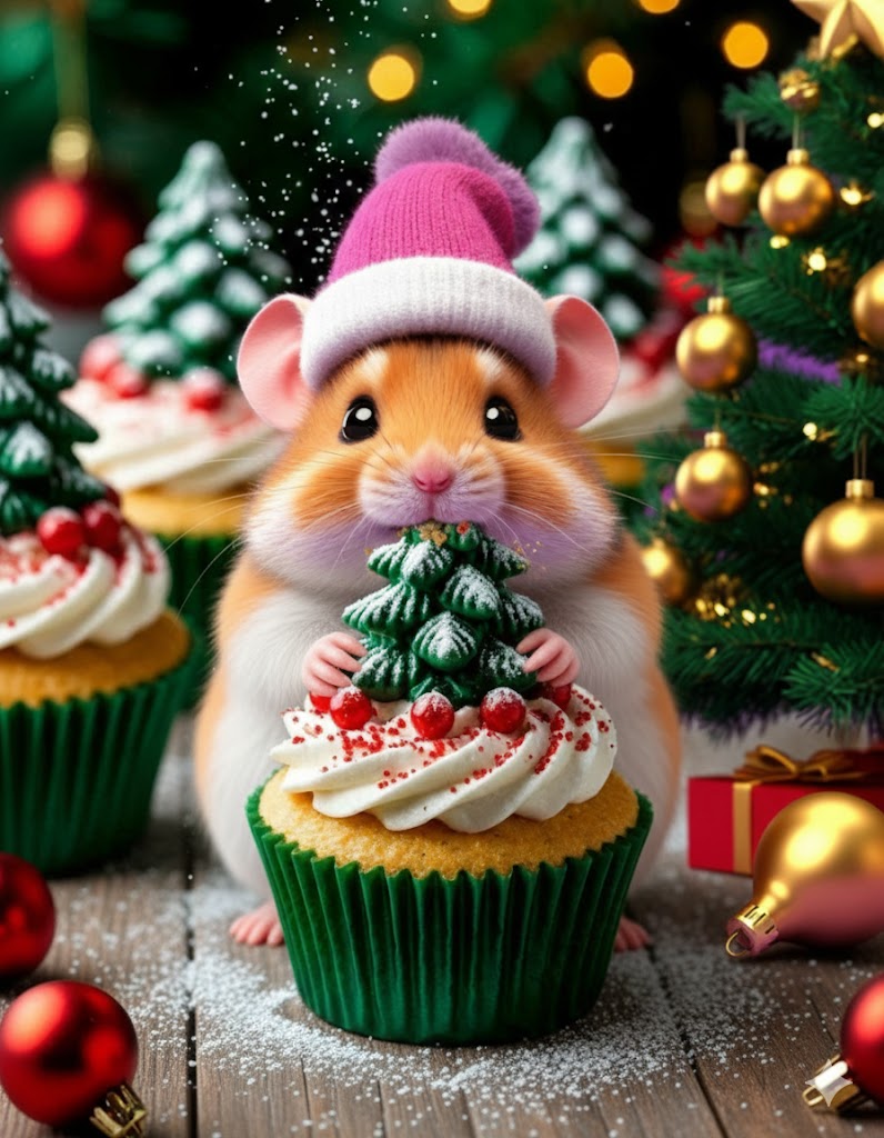 Бесплатная открытка Милый хомяк ест угощение.