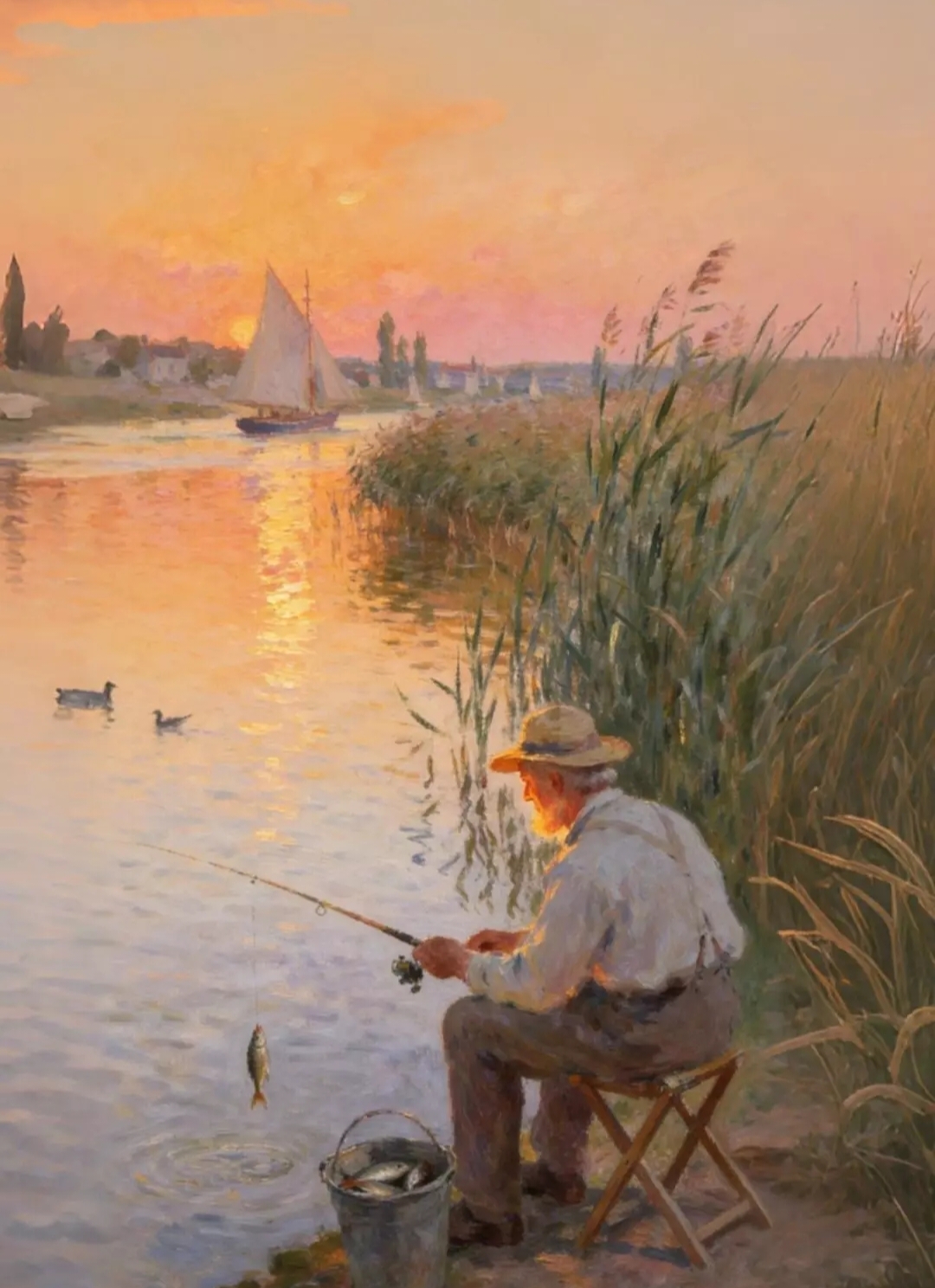 Free photo Realistic landscape in impressionistic style