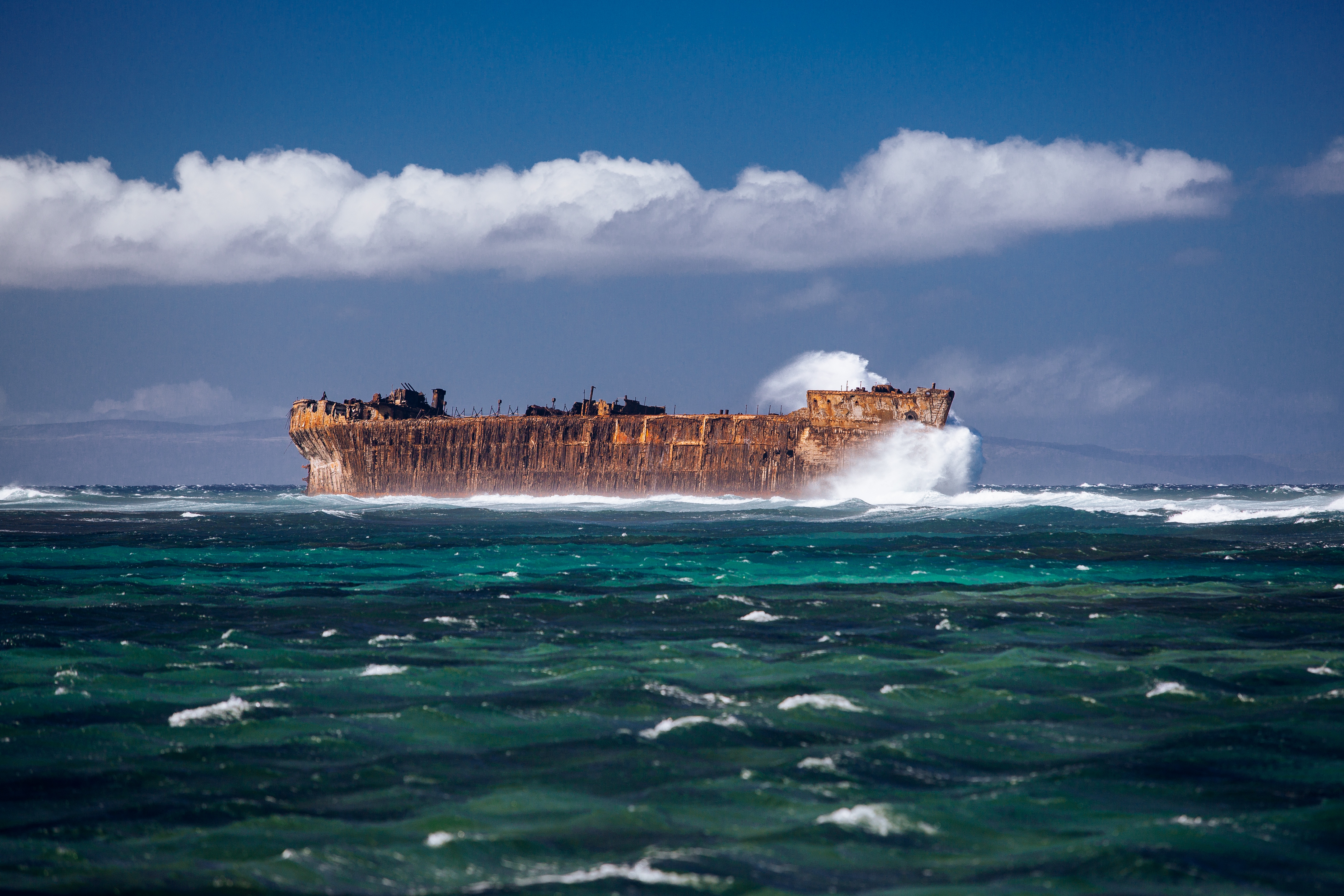 Free photo An old rusty ship ran aground