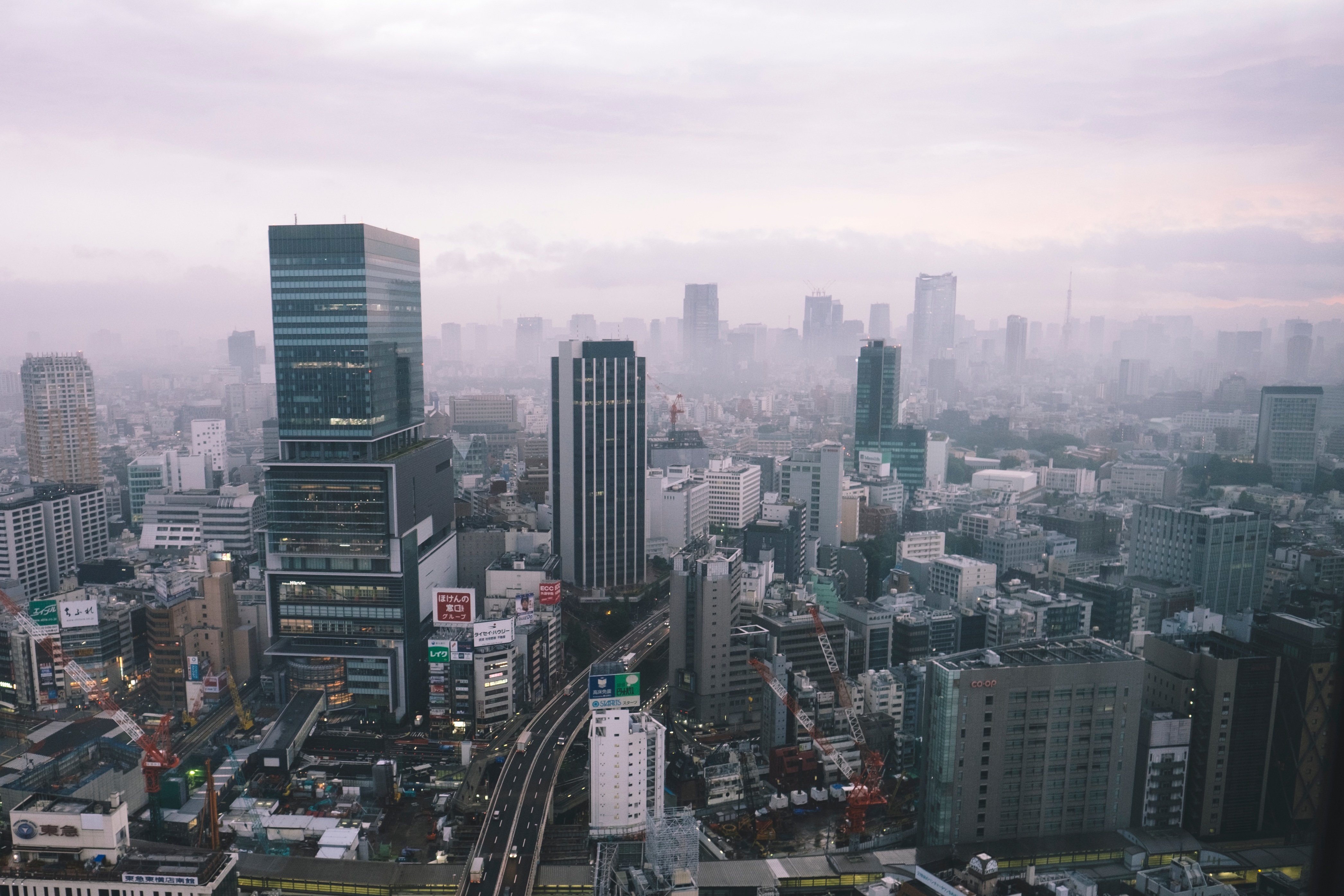 Free photo A gloomy city in the fog