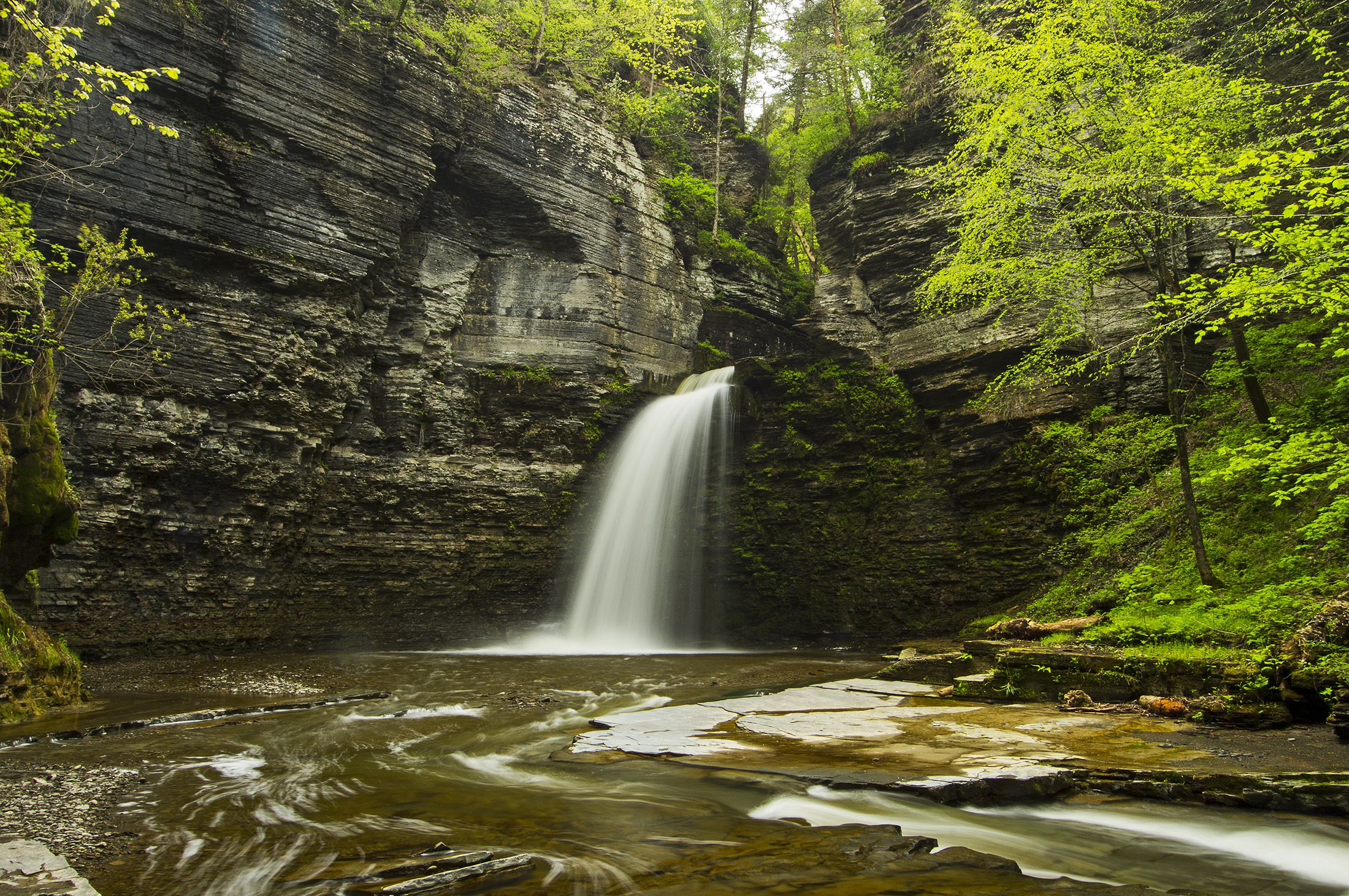 Free photo The rock and the waterfall