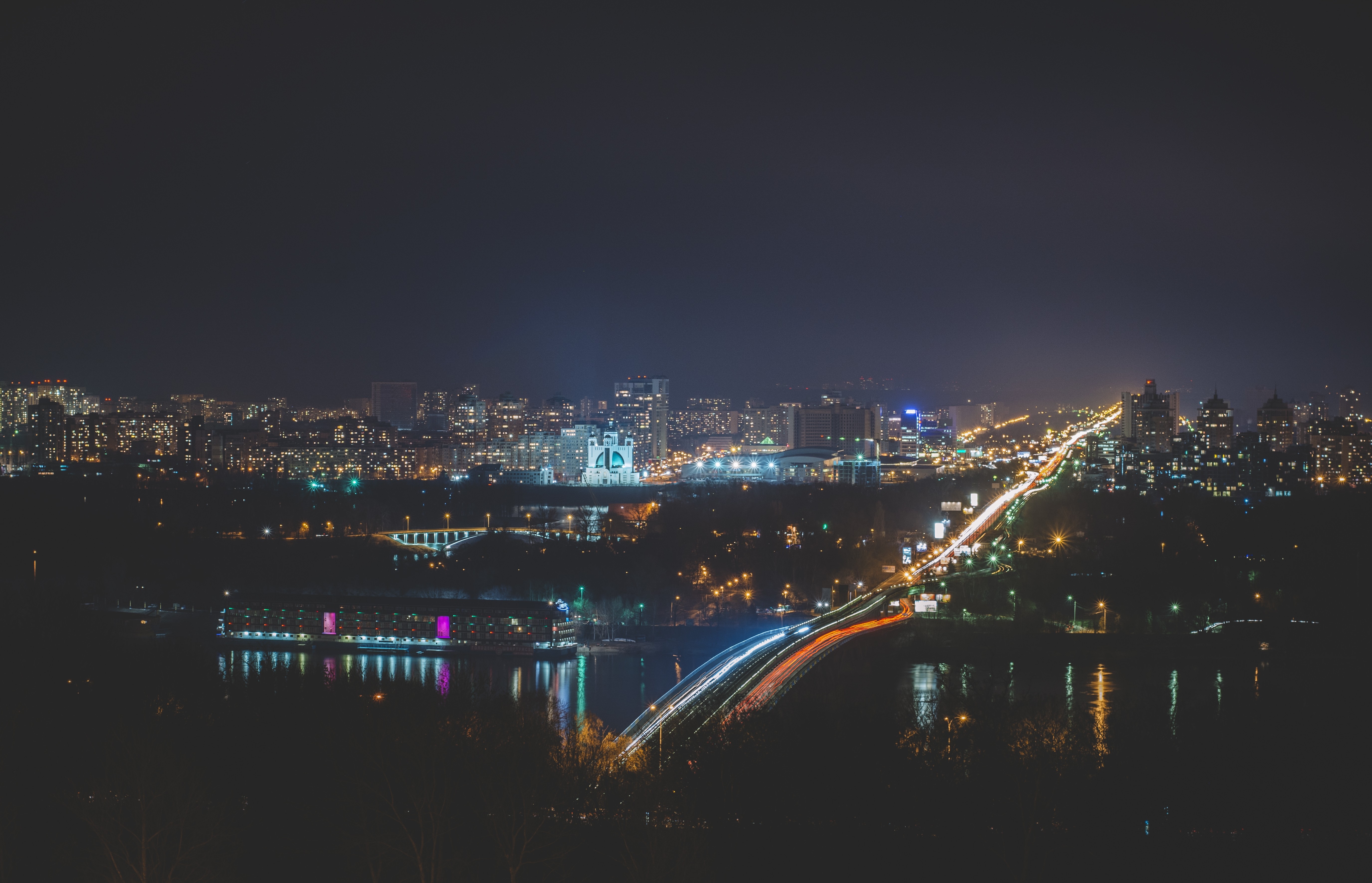 Wallpapers wallpaper night cityscape bridge on the desktop