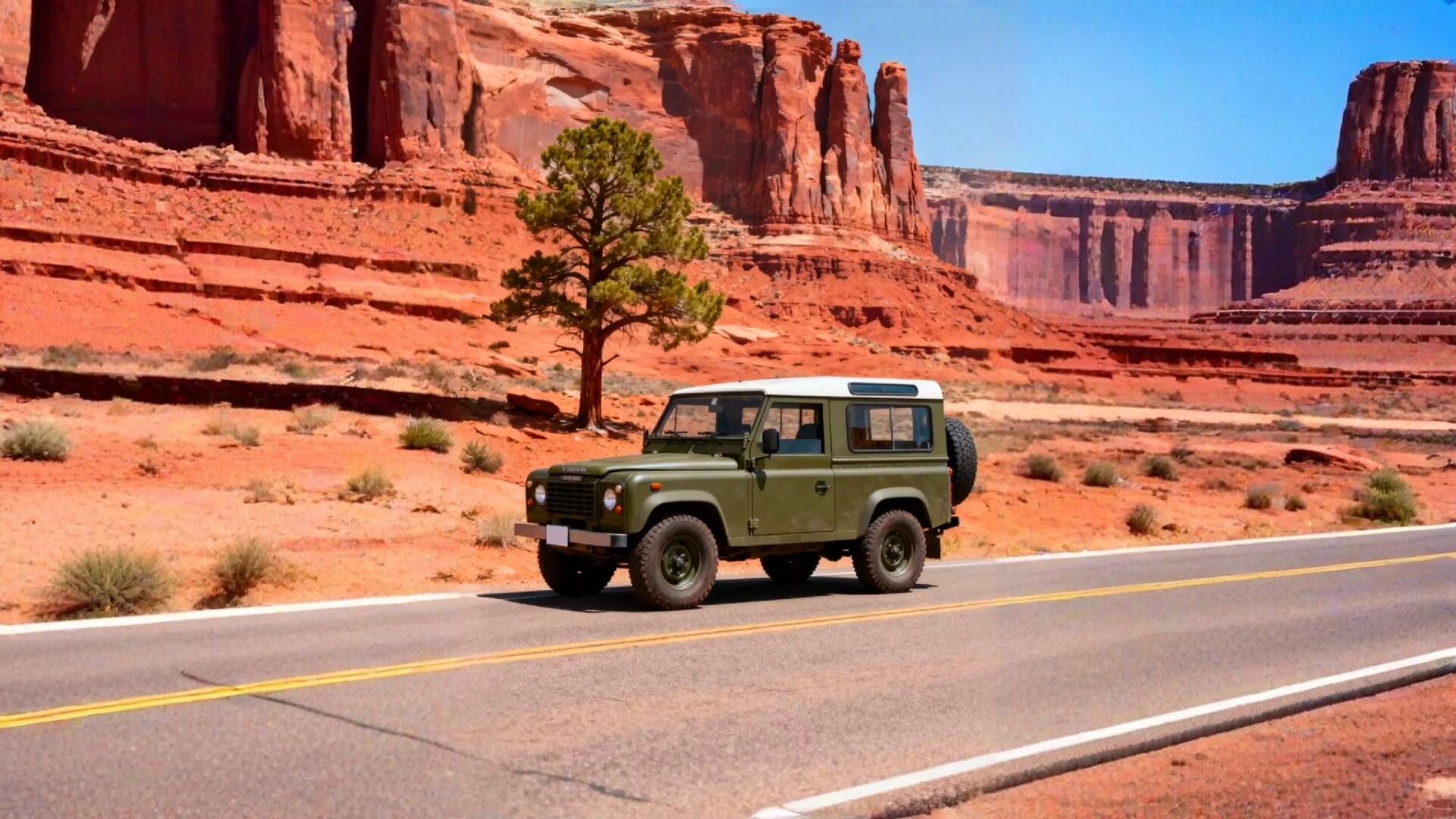 Free photo SUV on the background of Utah cliffs