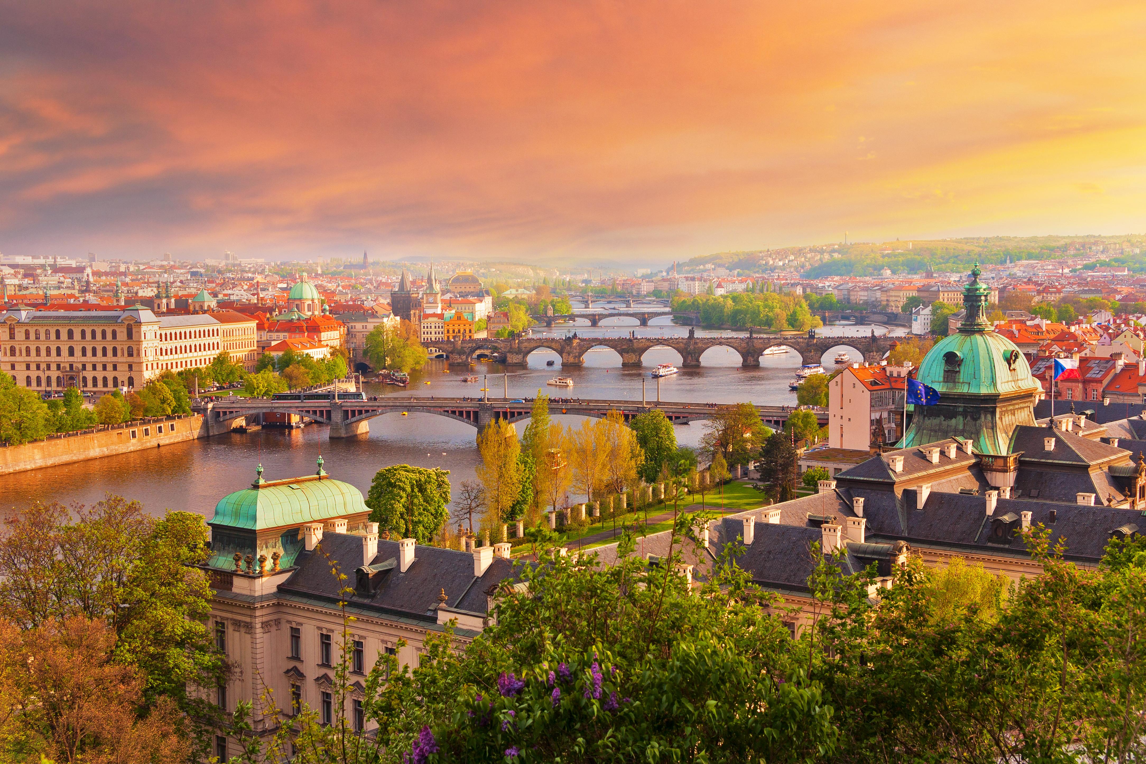 Wallpapers Prague Czech Republic evening city on the desktop