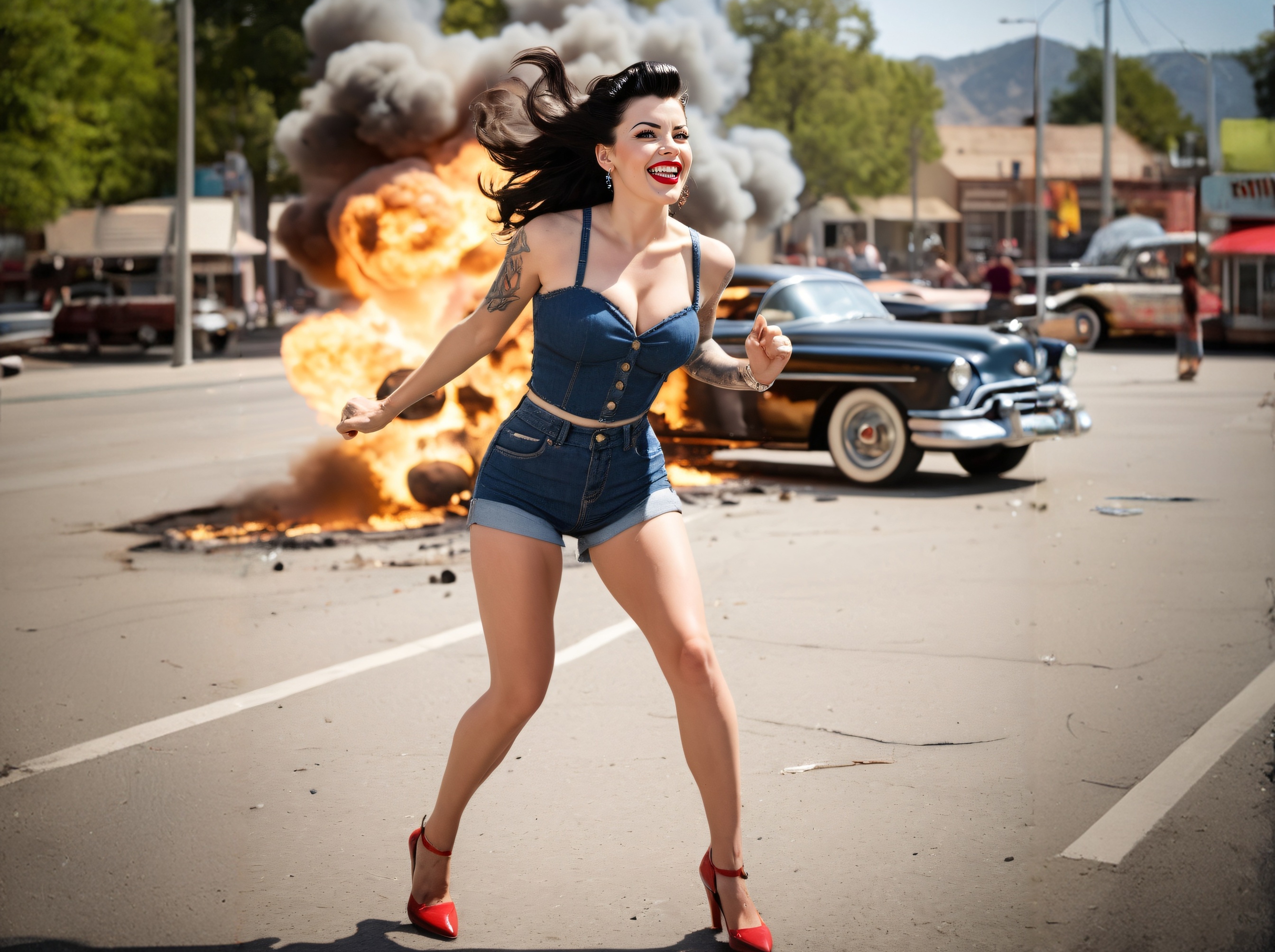 The girl and the car explosion