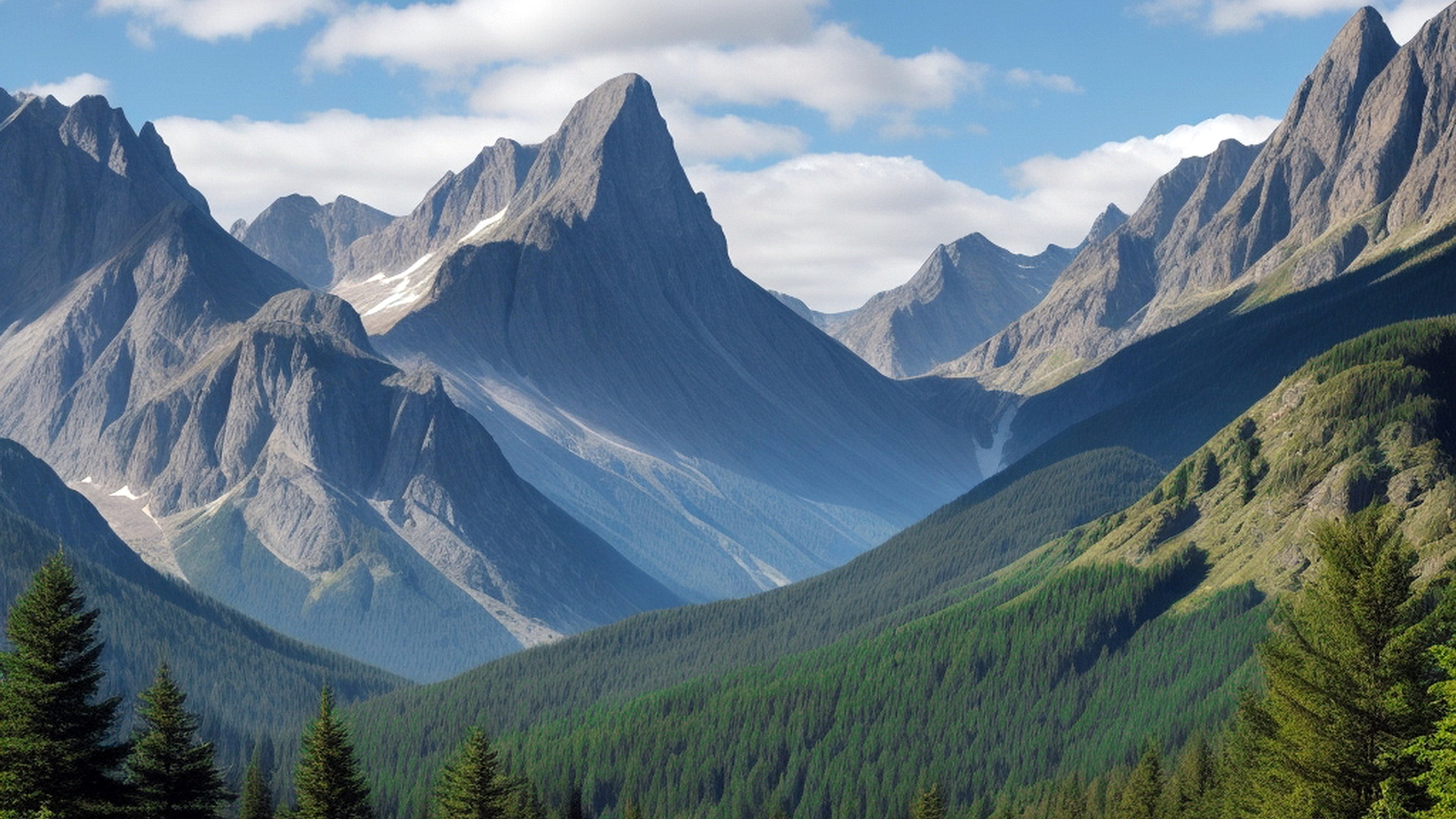 Free photo Landscape of cliffs and coniferous forest