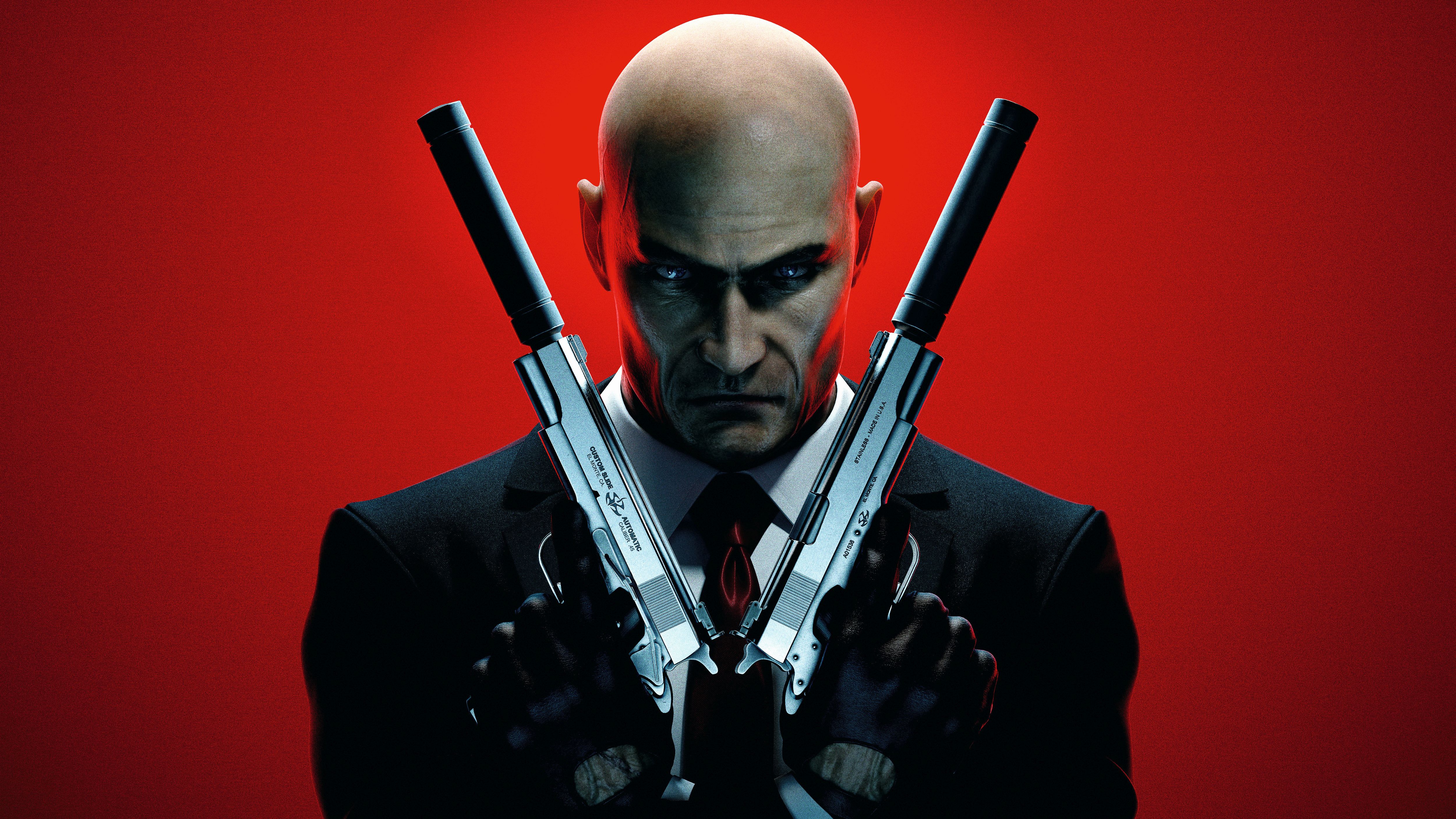 Wallpapers red background hitman men on the desktop