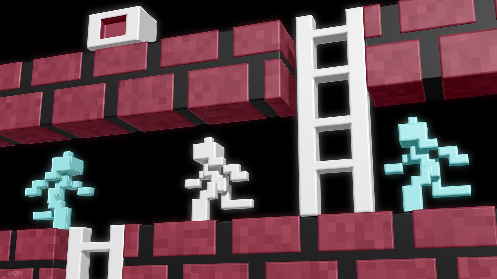 桌面上的壁纸3D 黑色背景 砖块