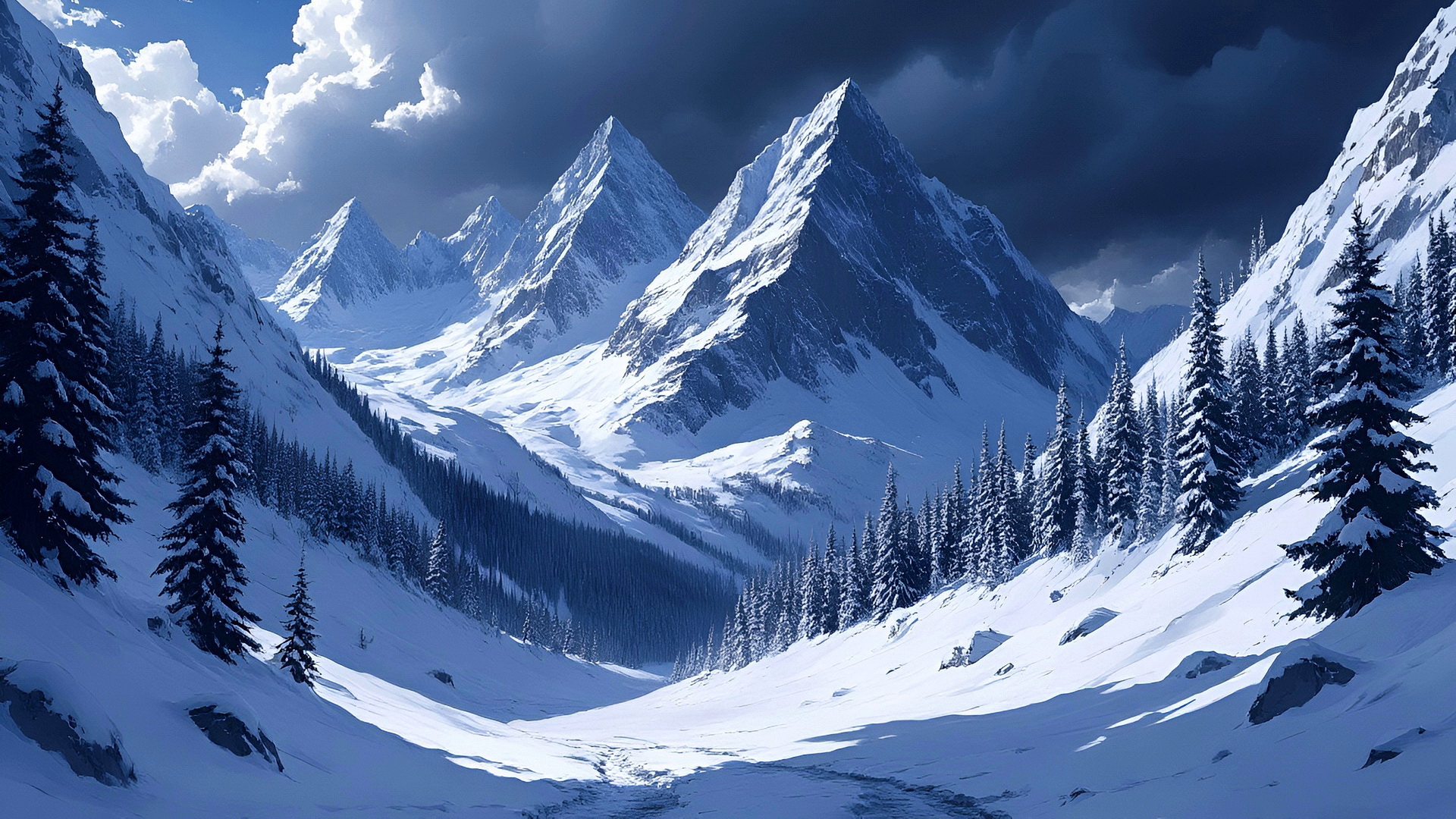 Бесплатное фото Зимний пейзаж в заснеженных горах эпизод второй