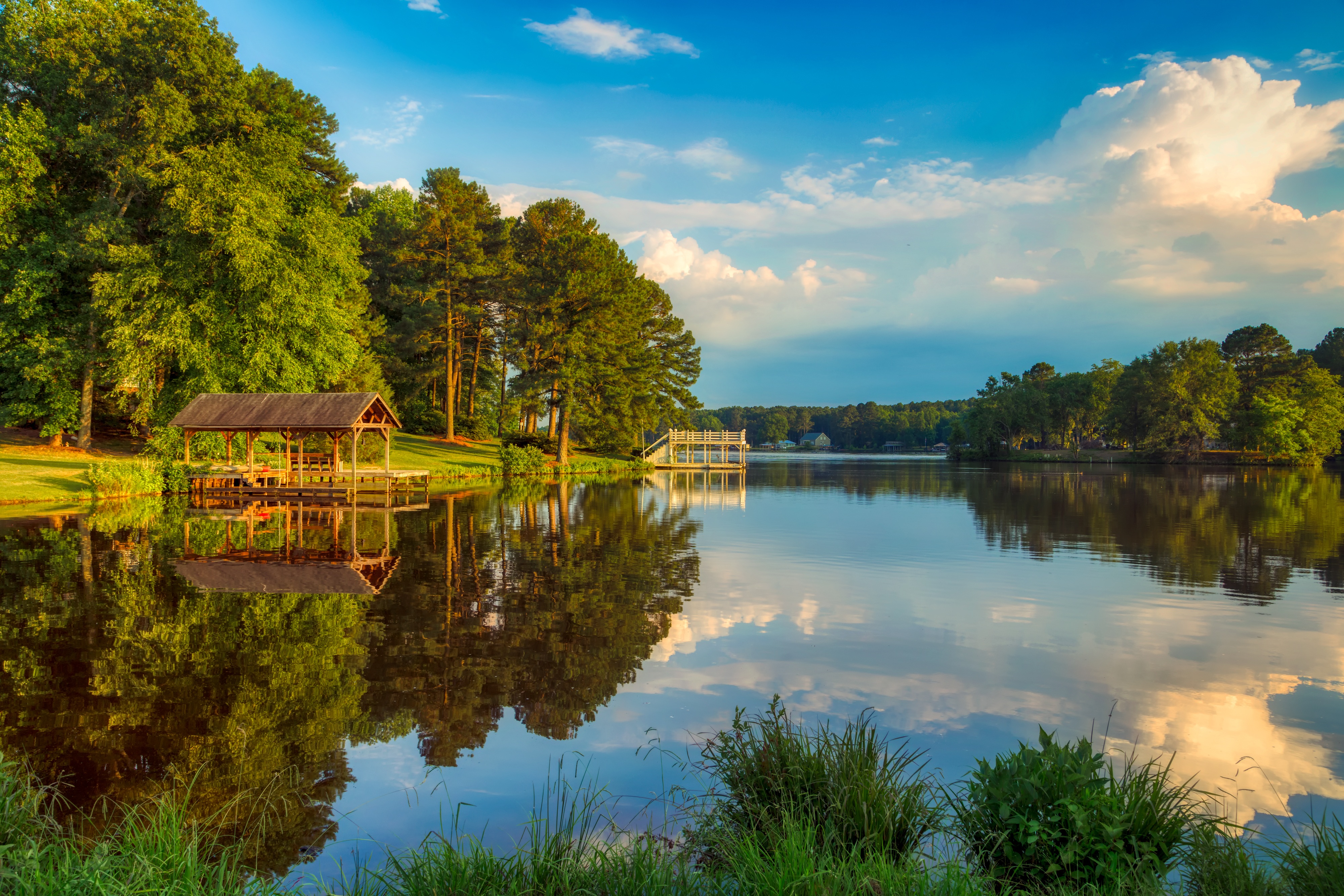 Wallpapers the lake Bunn reflections pier on the desktop