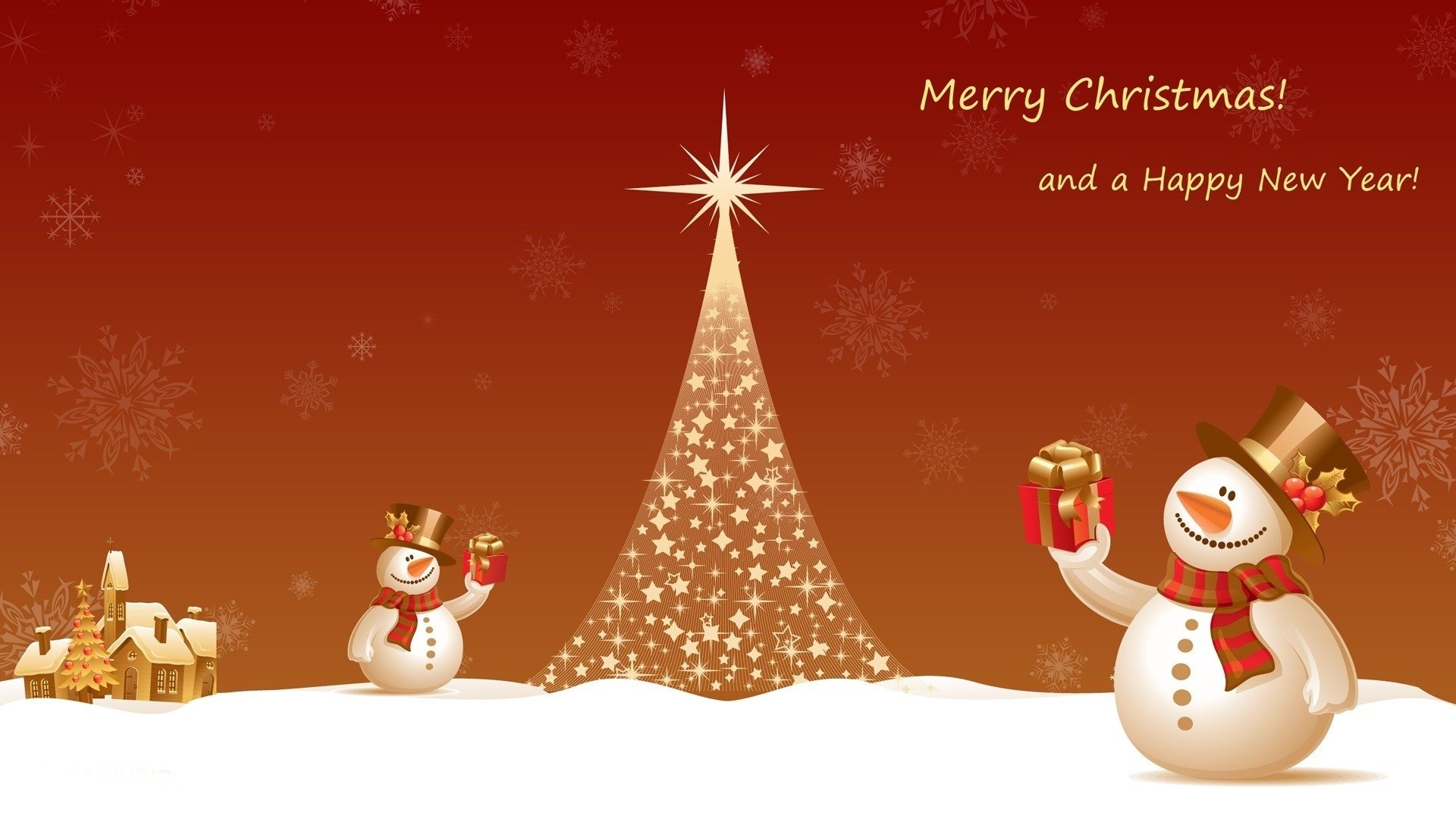 Free photo New Year`s card with snowmen