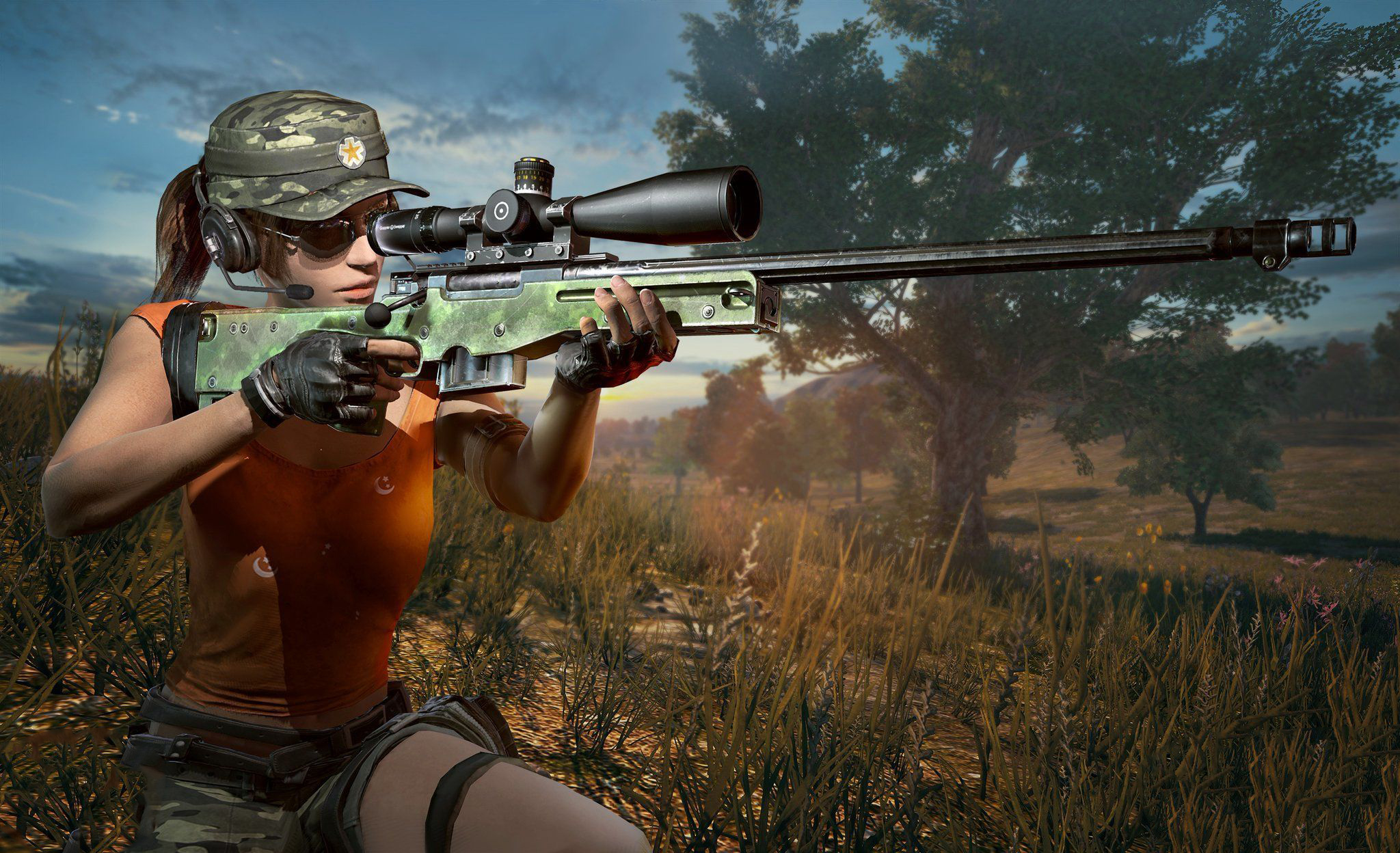 Free photo A sniper in Playerunknowns Battlegrounds.