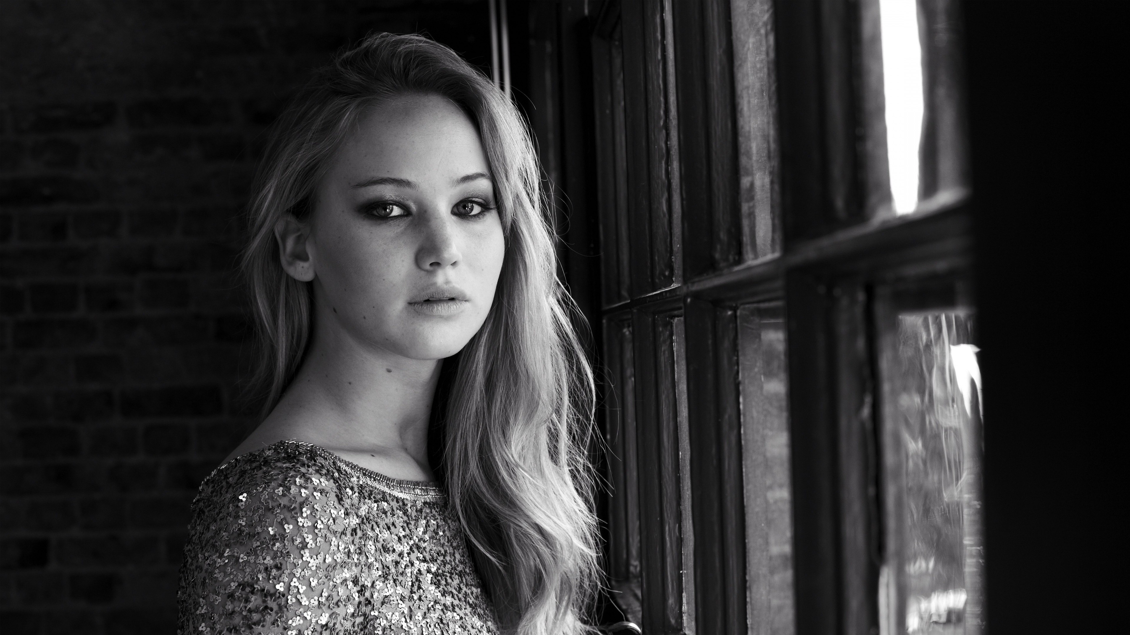 Wallpapers Jennifer Lawrence actress monochrome photography on the desktop