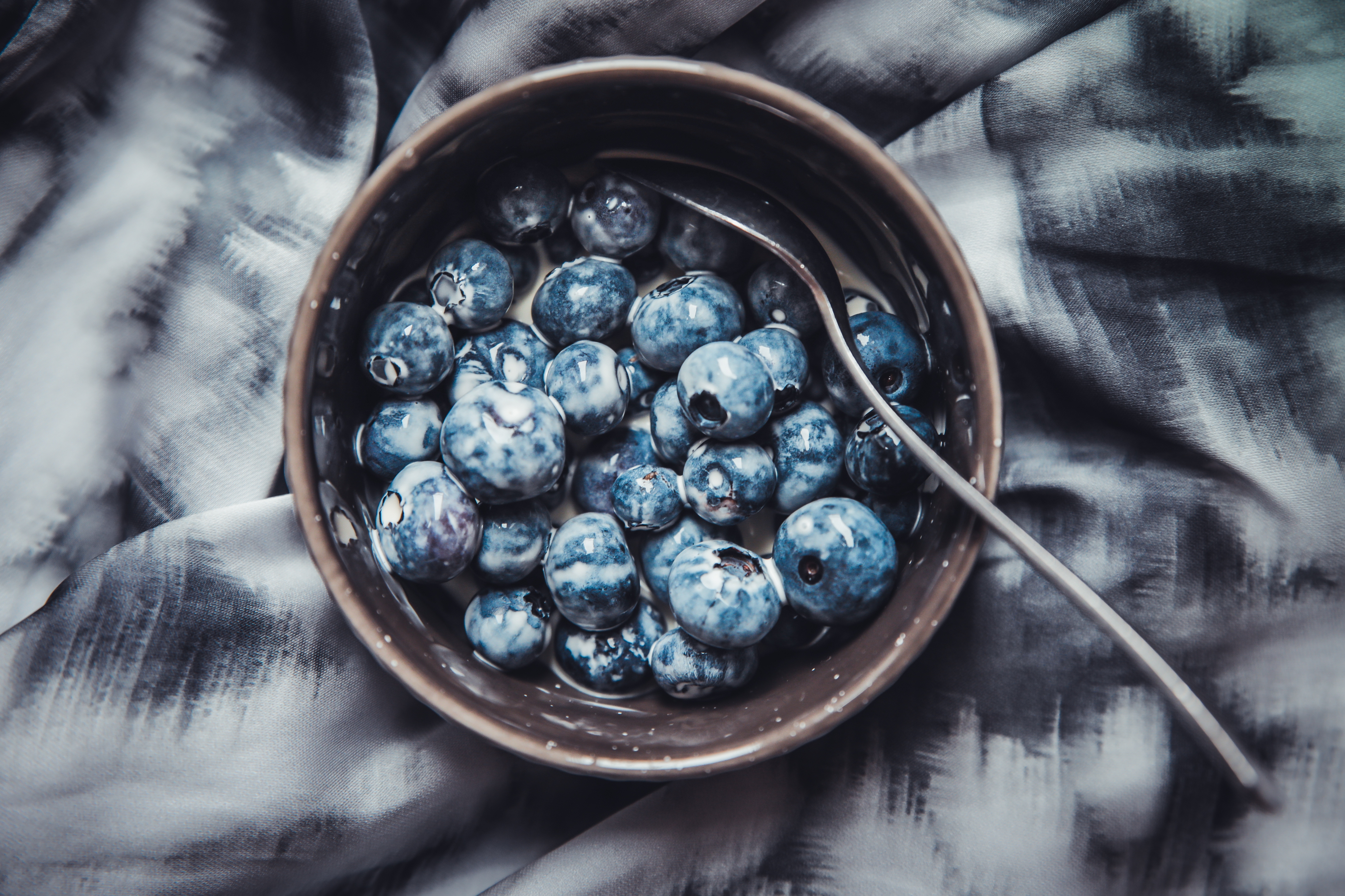 Wallpapers blueberry bowl spoon on the desktop