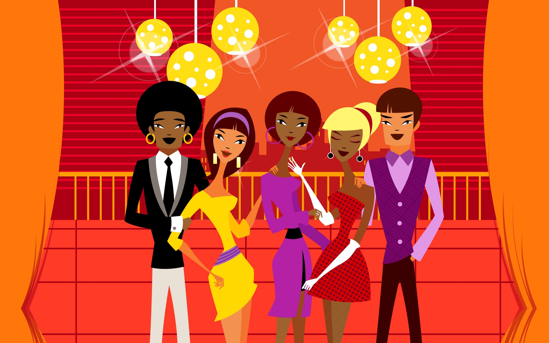 桌面上的壁纸迪斯科 俱乐部 一对