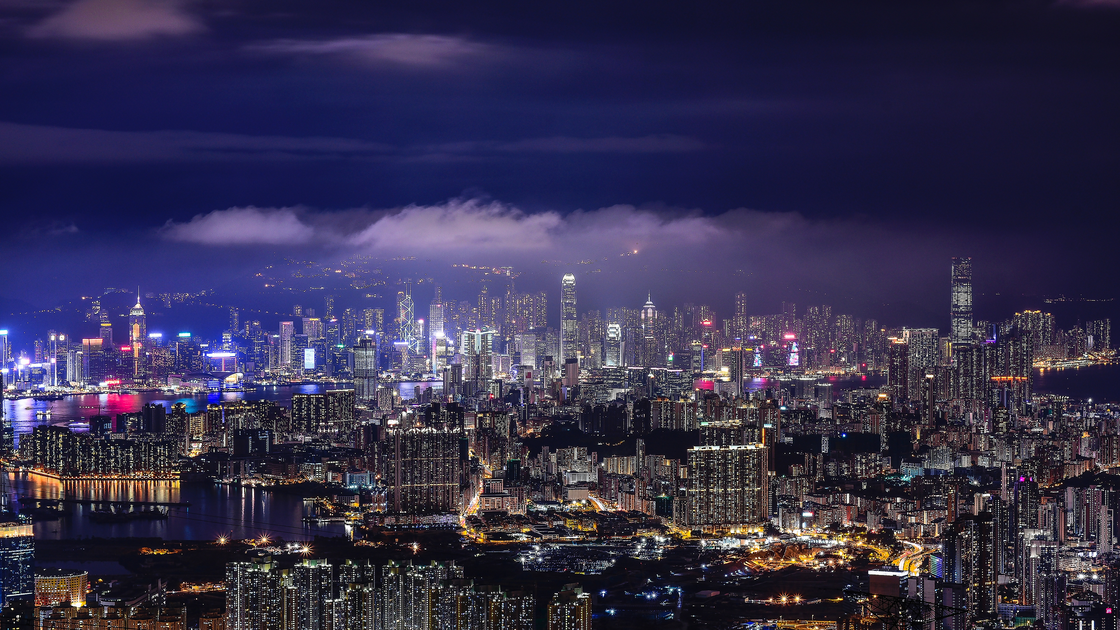 Wallpapers hong kong skyscrapers aerial view on the desktop