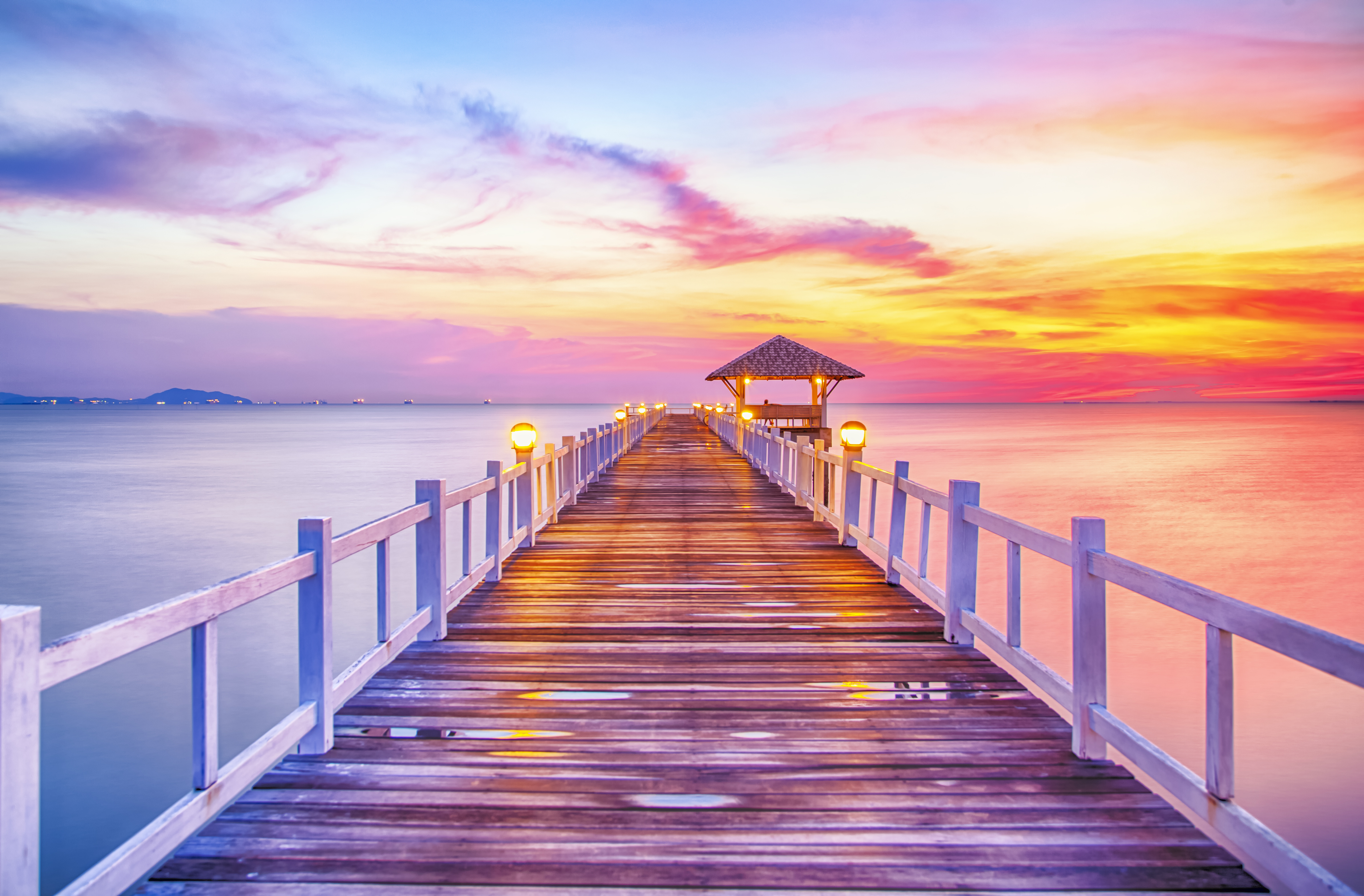 Wallpapers Wooded bridge in the port between sunrise Thailand Bangkok on the desktop