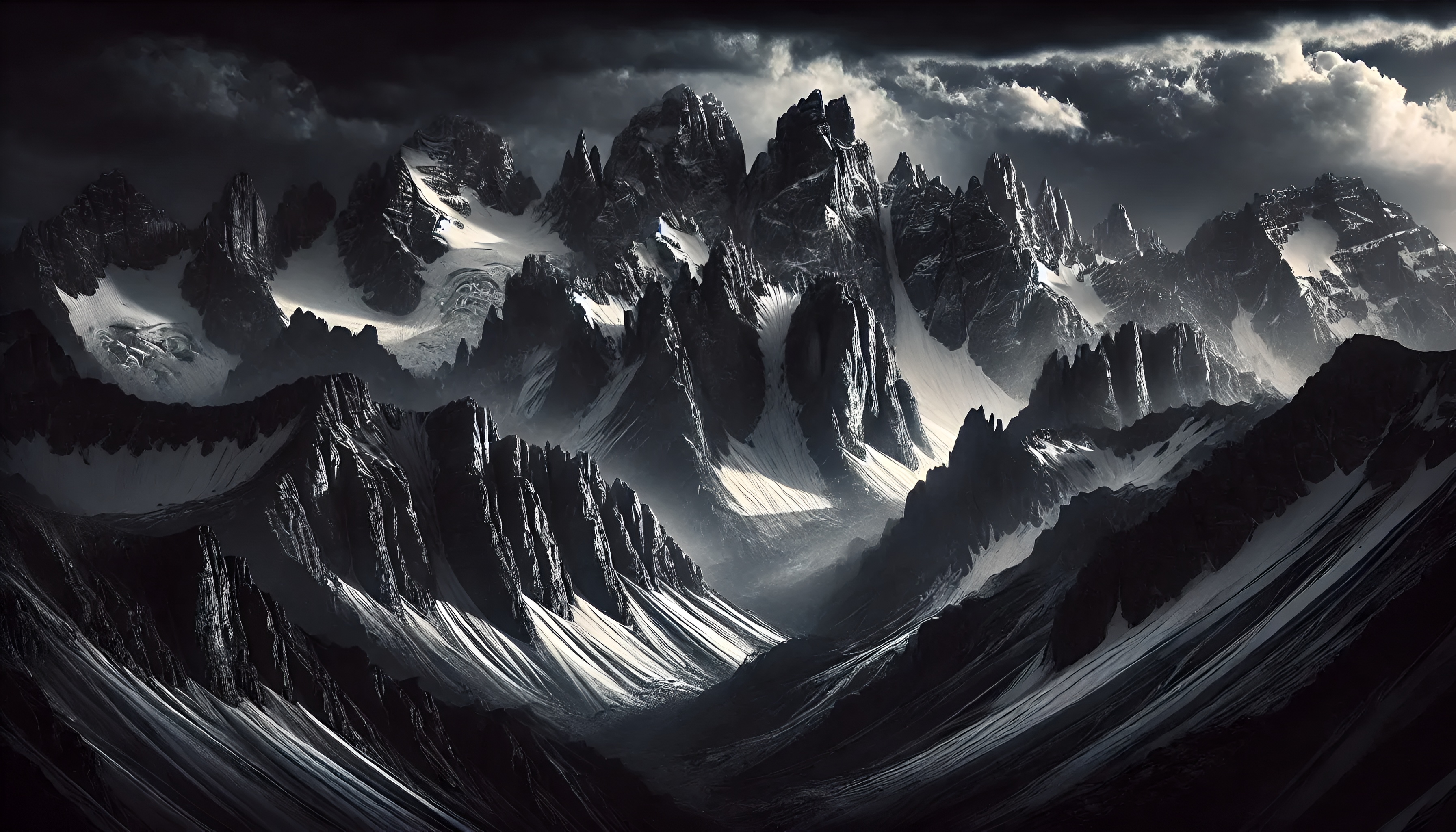 桌面上的壁纸山区 景观 黑白