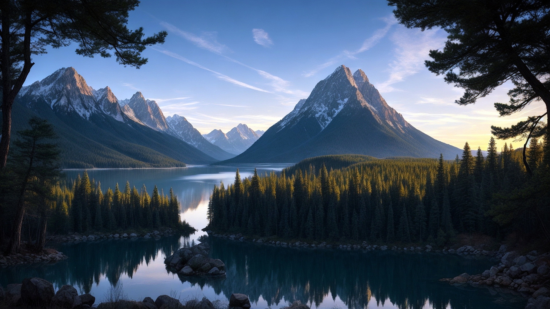 Free photo mountain landscape and lake