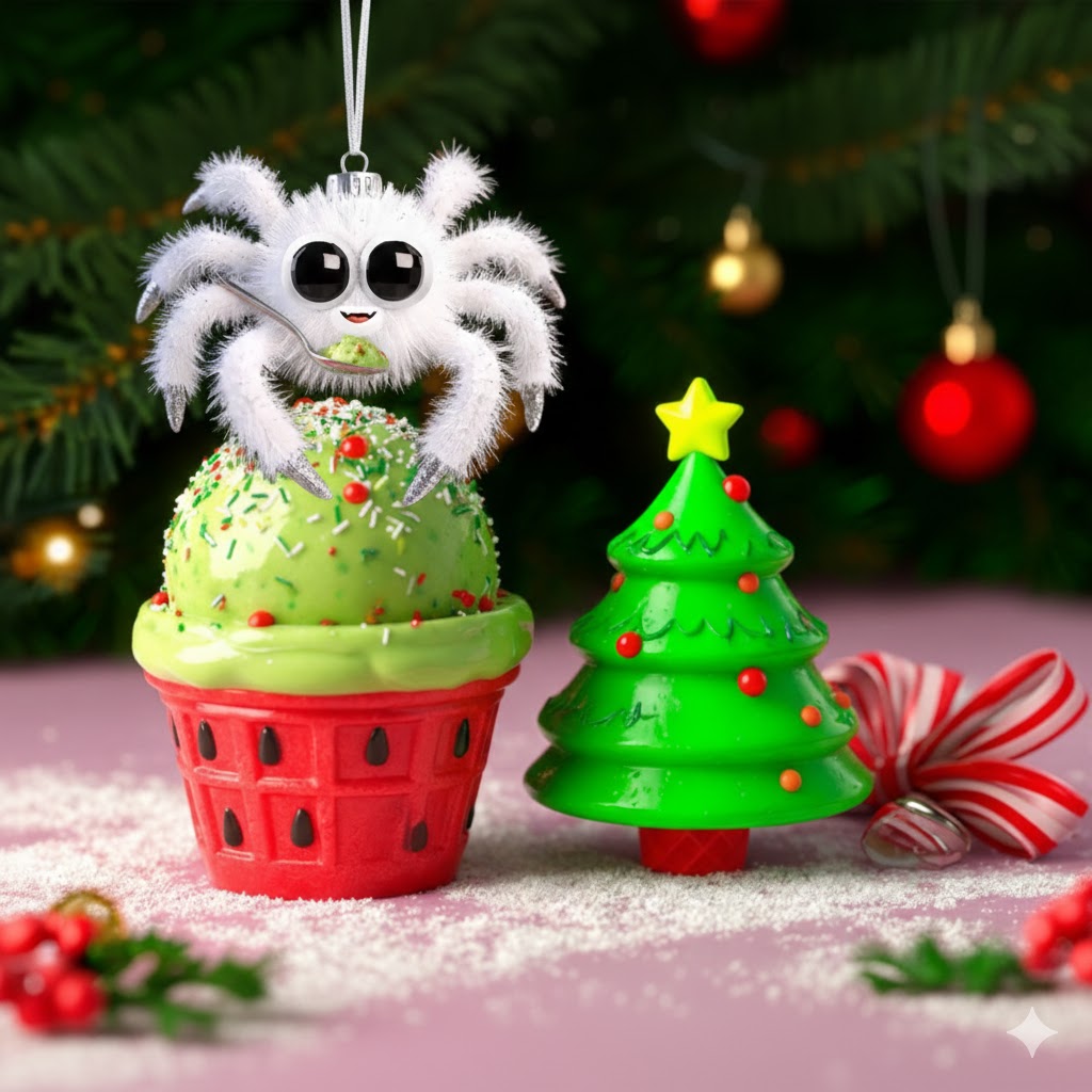 Бесплатная открытка Паук ест мороженое в роблокс.