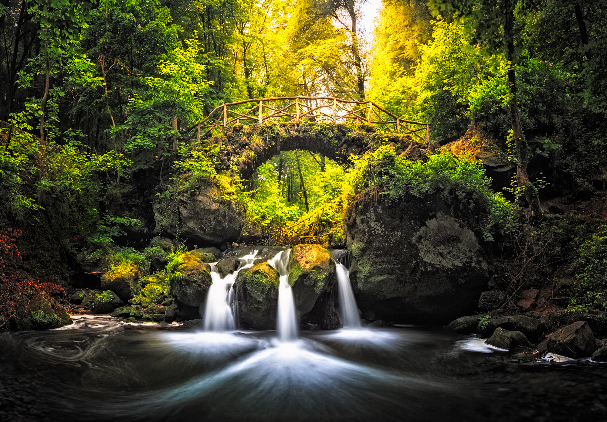 Wallpapers Woodfairy Bridge Schiessentumpel waterfall Nature Park Mellerdall on the desktop