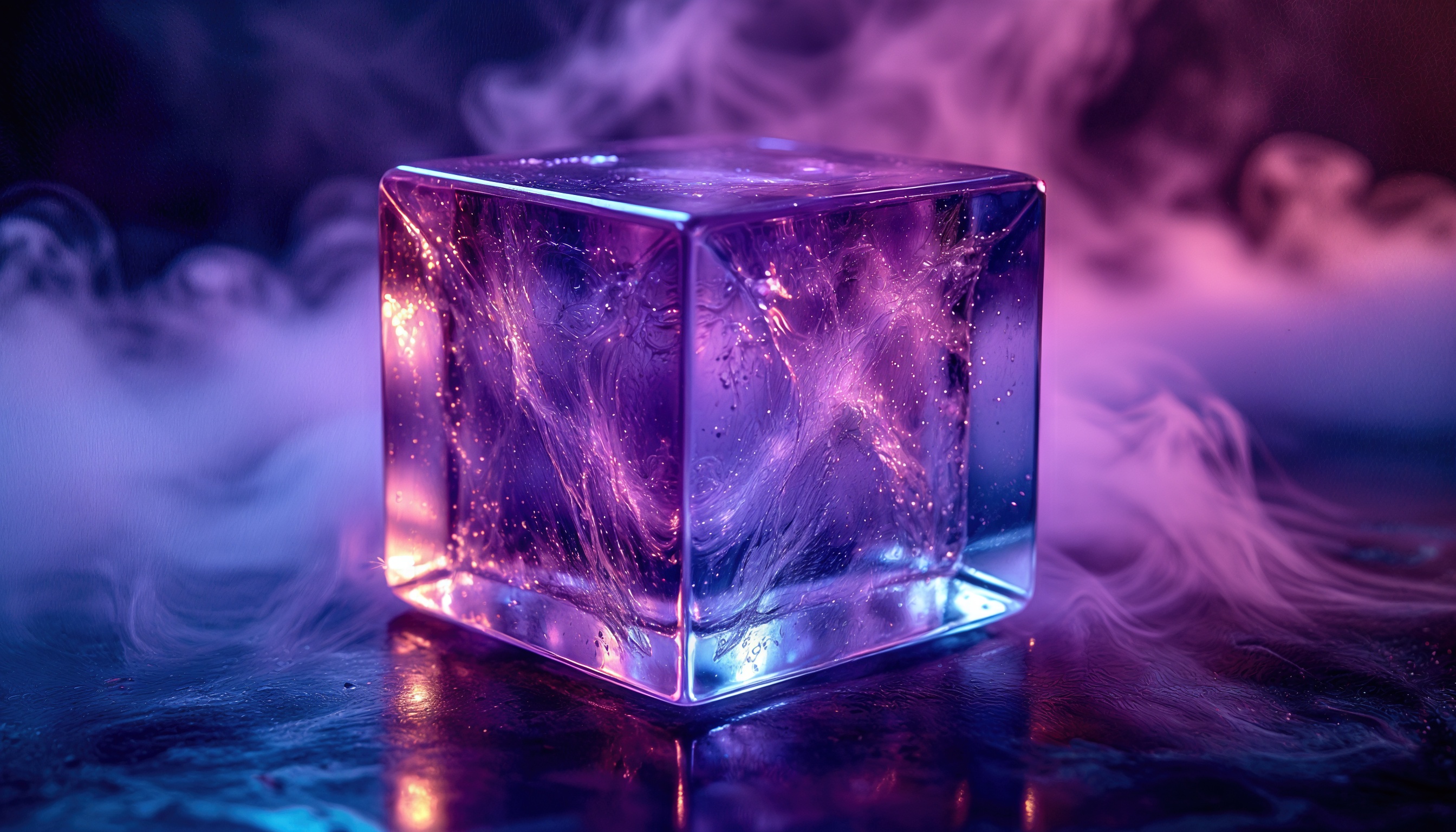 Бесплатное фото Магический кристалл с космическими узорами и свечением на темном фоне.