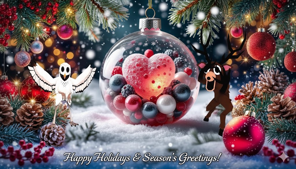 Бесплатная открытка Олень и Сова новогодние.