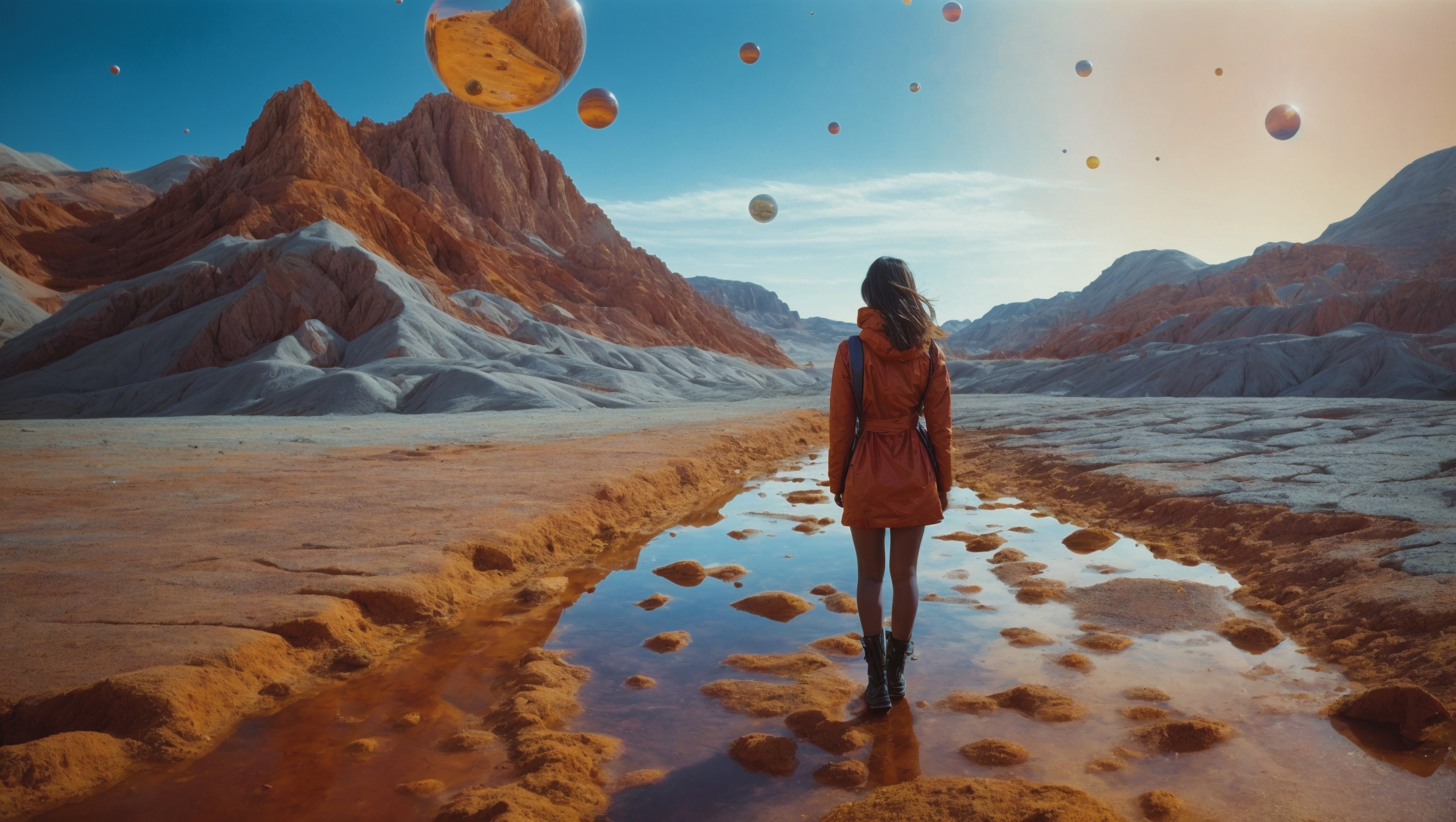 免费照片有一个女人站在沙漠中