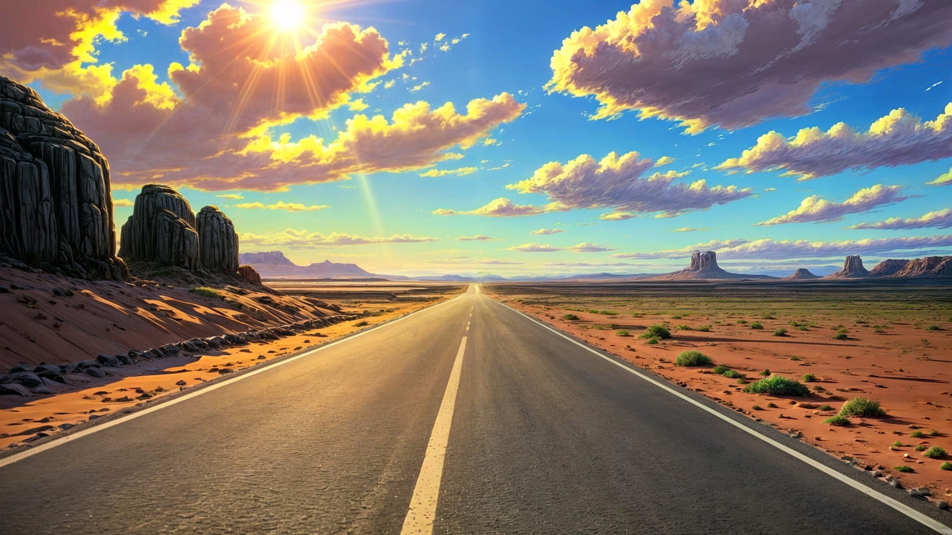 An asphalt road in the desert