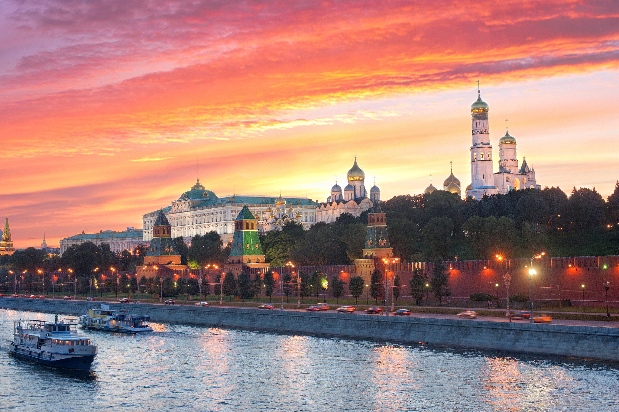 Обои закат the Moscow Kremlin город на рабочий стол