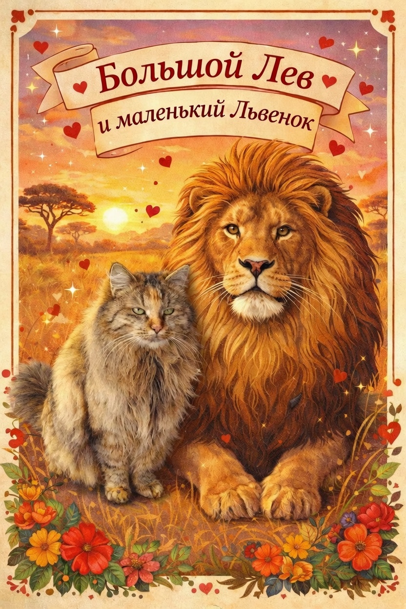 Postcard on the theme postcard lion cat download for free
