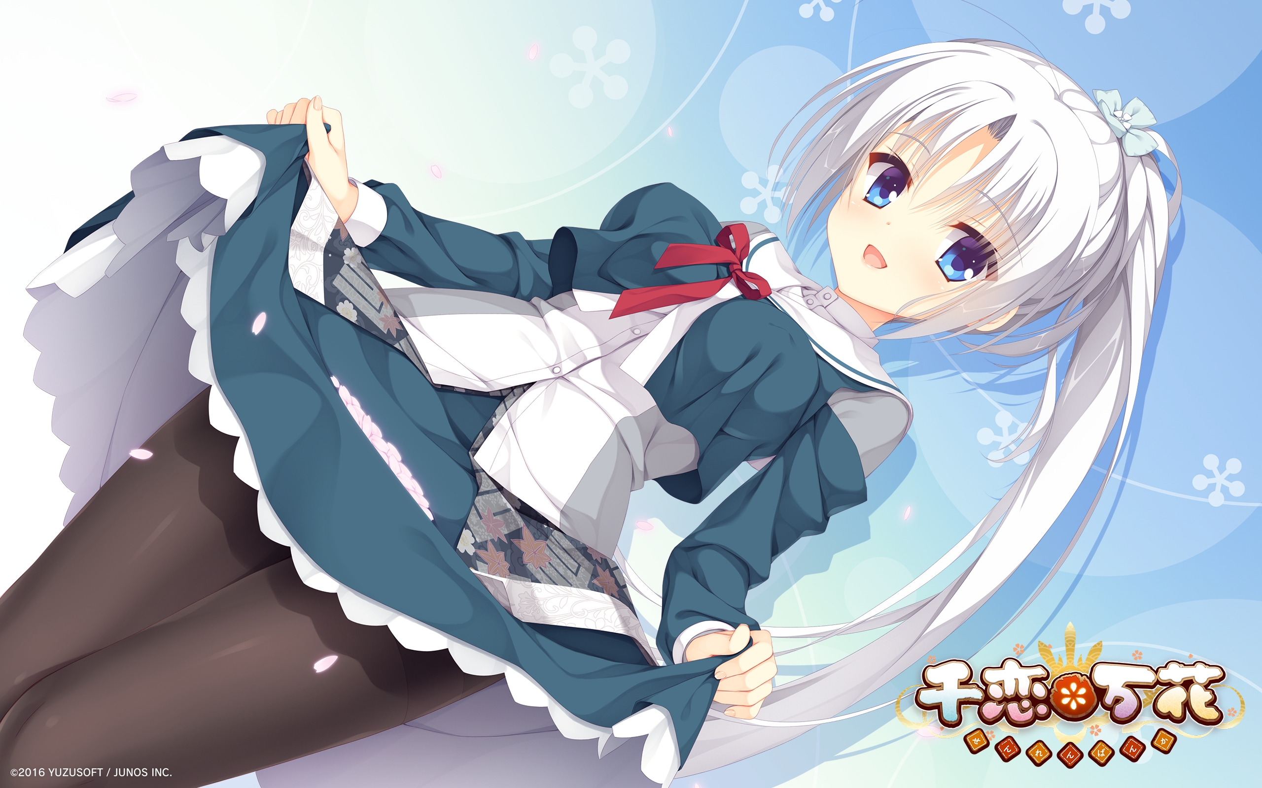 Wallpapers wallpaper senren banka tomotake yoshino white hair on the desktop