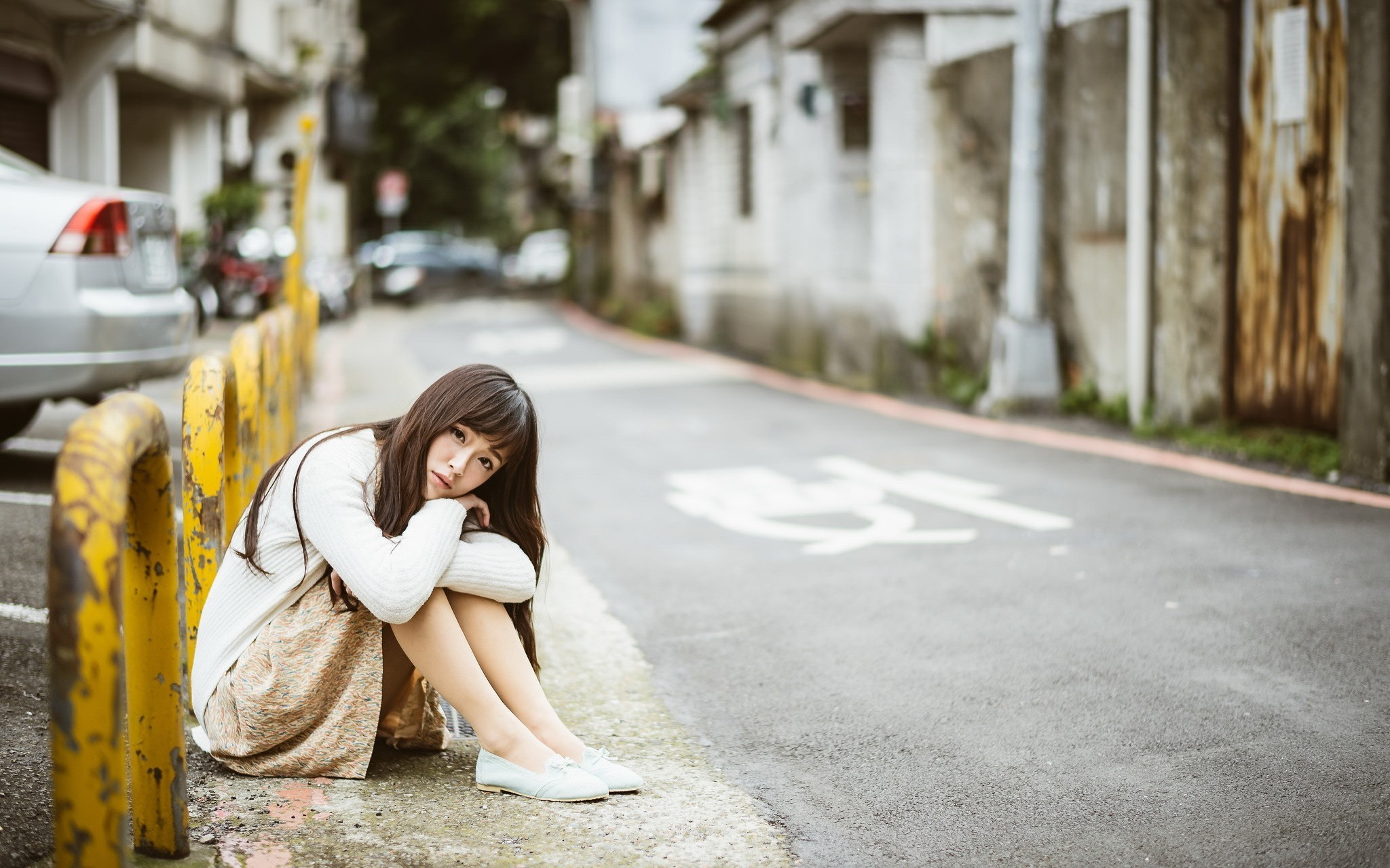 桌面上的壁纸女性 模型 街道