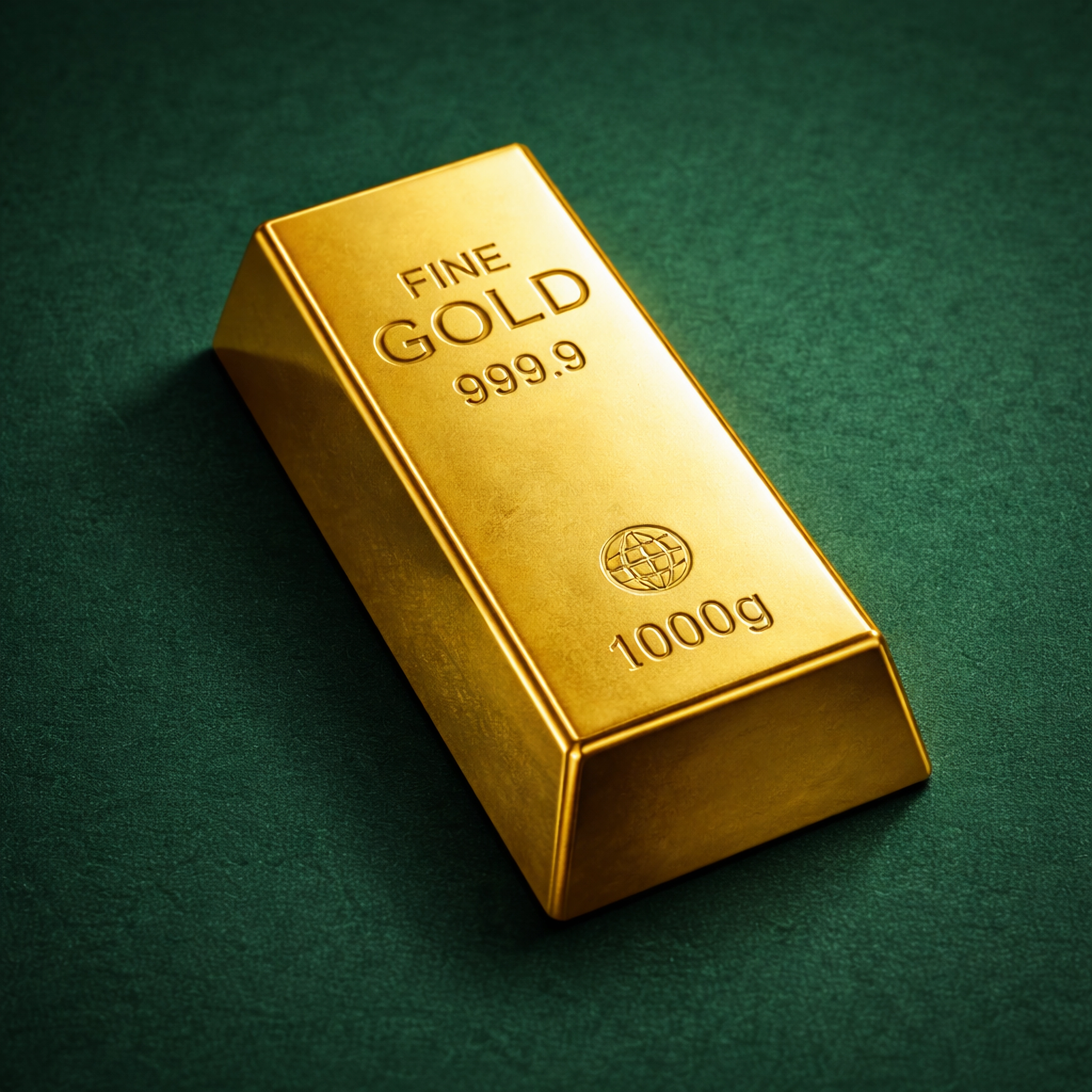 绿色背景上的金条