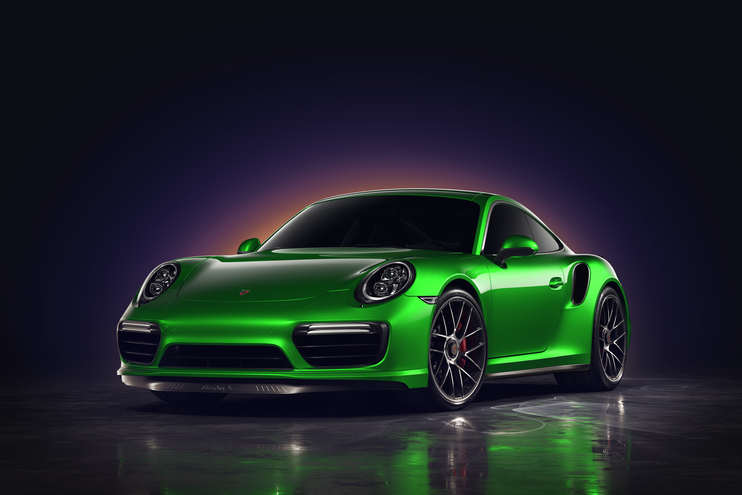 Wallpapers view from front green porsche Porsche on the desktop