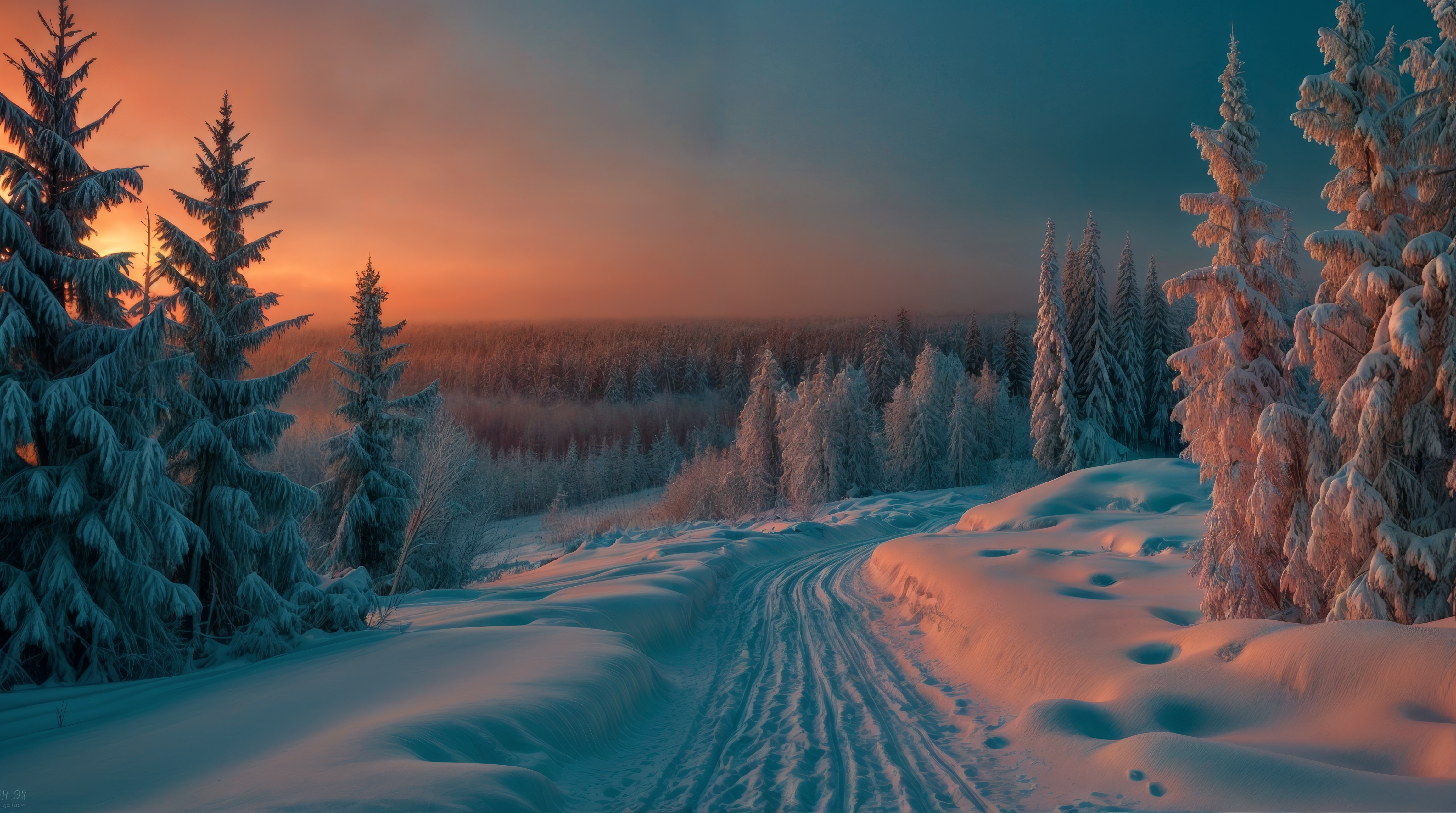免费照片这是一条色彩斑斓的林间雪路