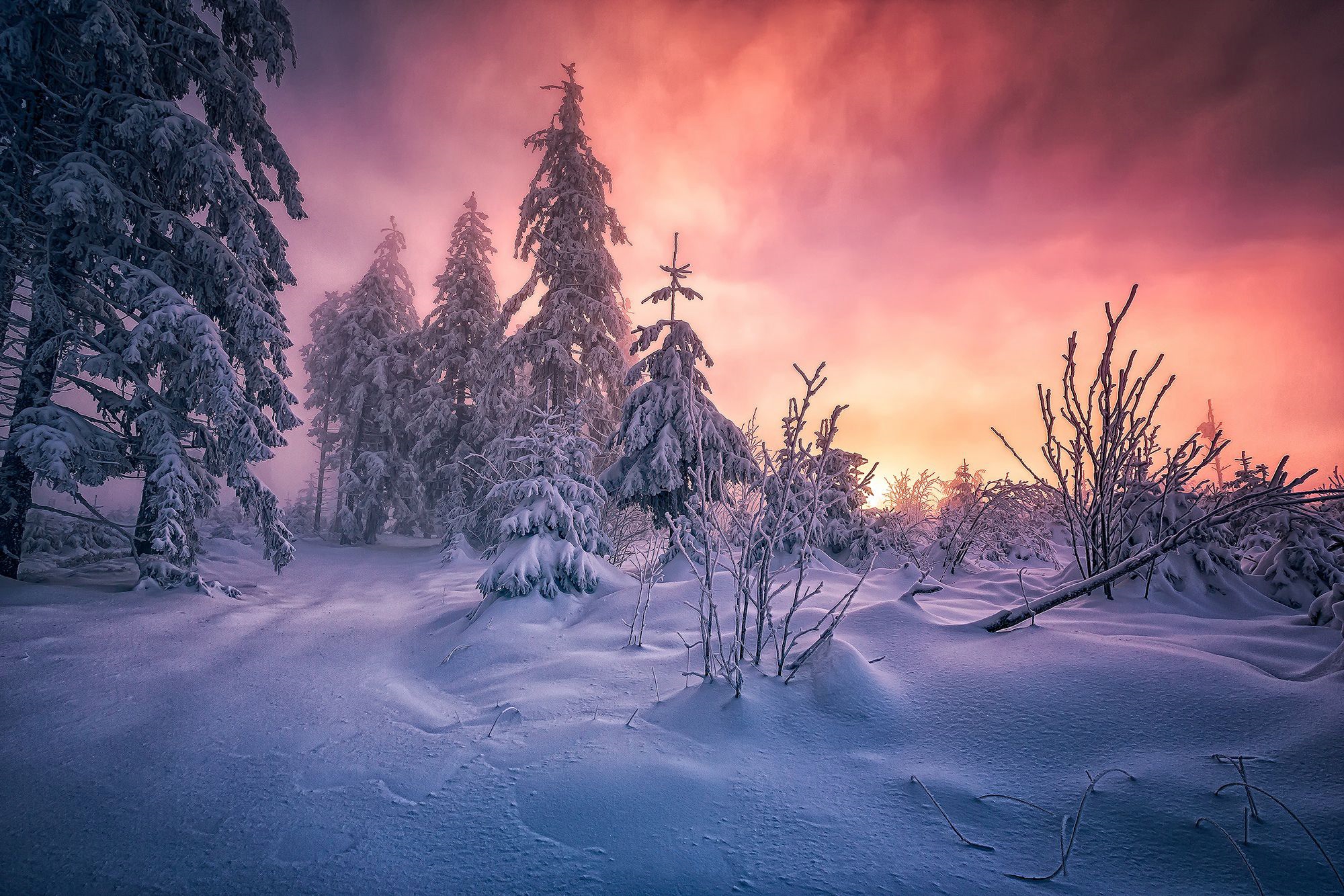 Wallpapers sunset snow drifts on the desktop