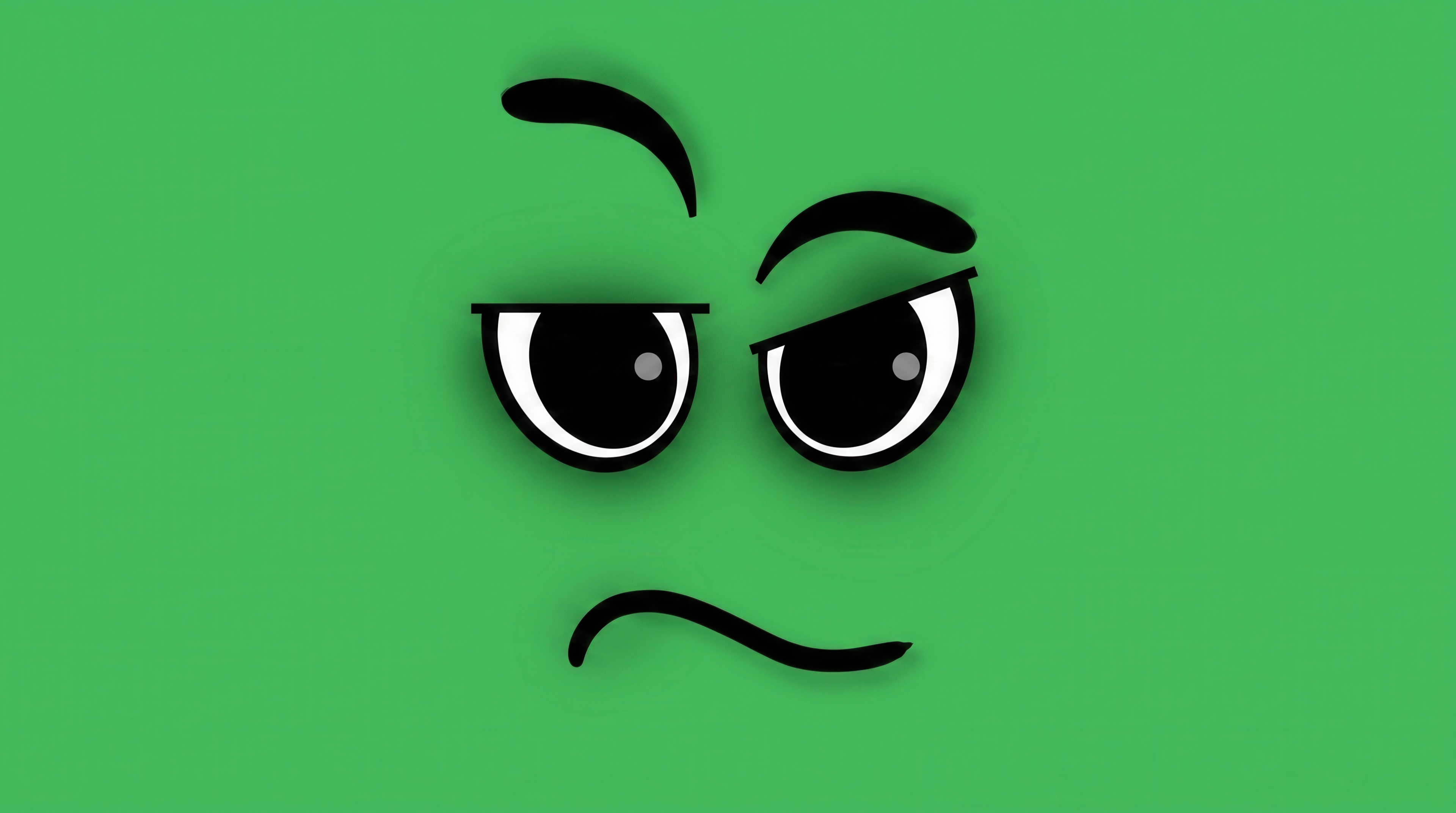 Free photo A minimalistic graphic smiley face with an incredulous look and a curved mouth.