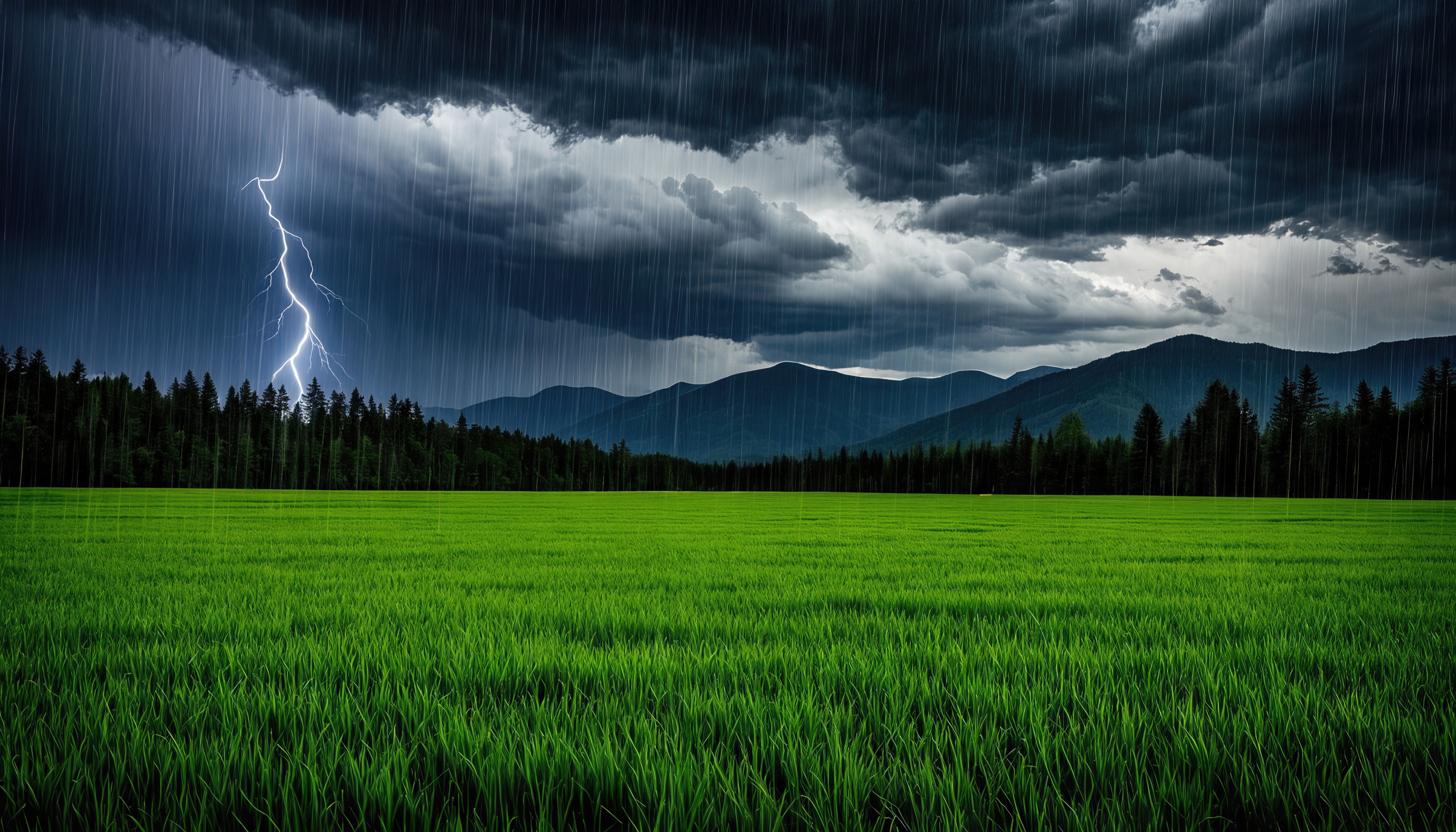 Wallpapers thunderstorm lightning downpour on the desktop