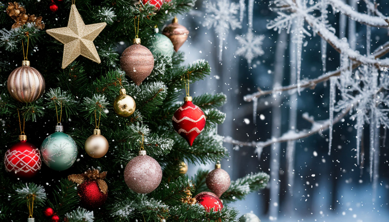 Бесплатная открытка Замерзшая елка.